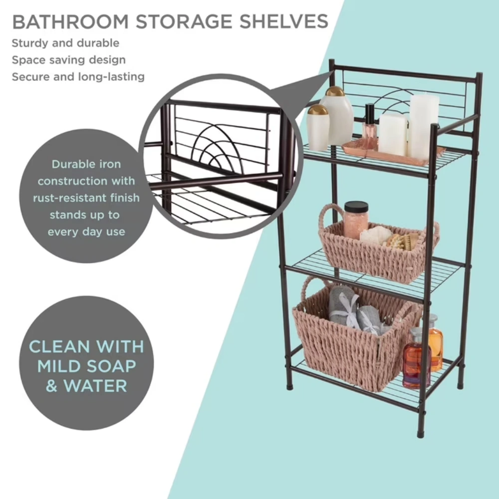 3 Shelves Tiered Iron Storage Shelf in Oil Rubbed Bronze view 5