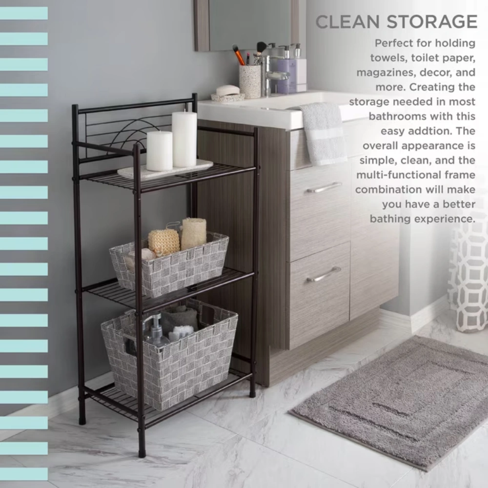 3 Shelves Tiered Iron Storage Shelf in Oil Rubbed Bronze view 6
