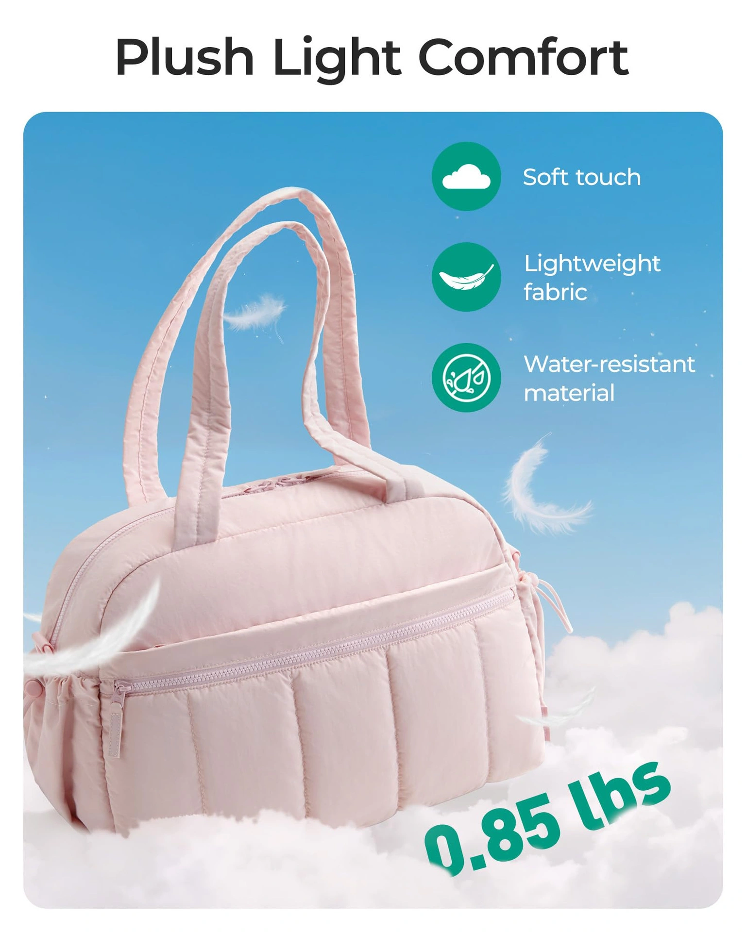 Purple Fluffy Shoulder Bag Large Capacity Waterproof Tote Luggage Travel Handbag Multi Zipper Pocket Sports Fitness Day Bag view 5