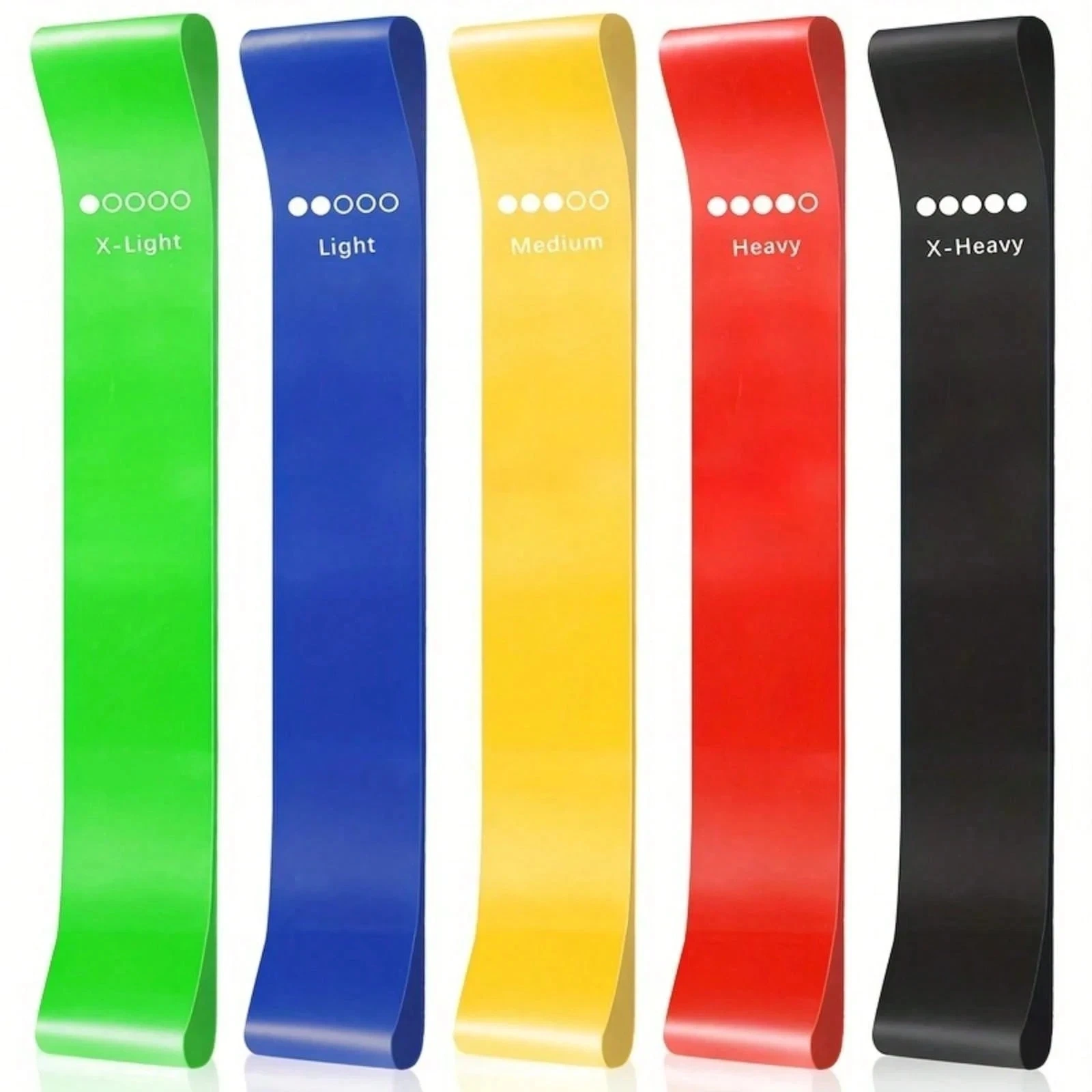 5 Pack Resistance Loop Bands TPE Exercise Bands for Yoga Fitness Strength Training, Colorful Set of 5 Resistance Bands