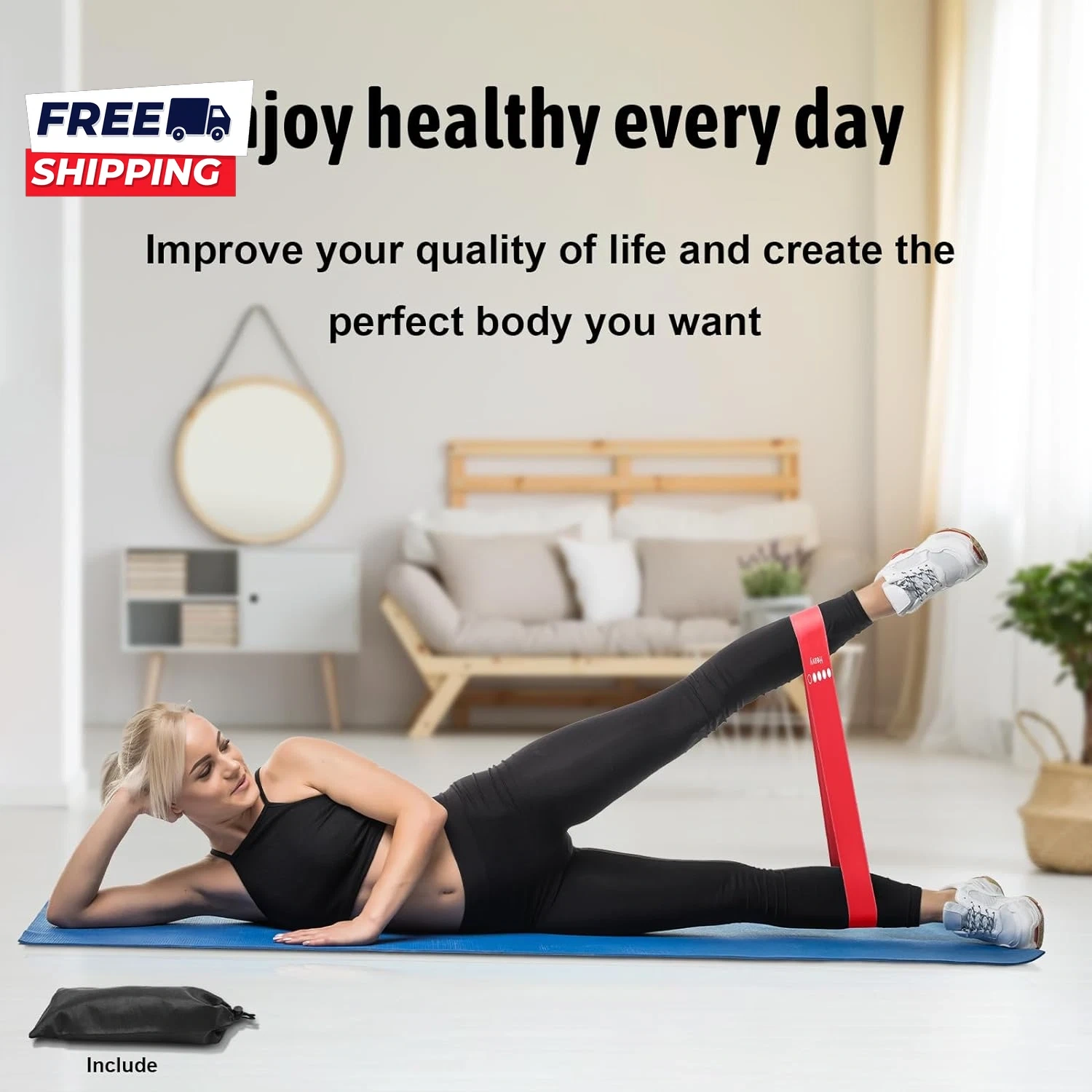 5 Pack Resistance Loop Bands TPE Exercise Bands for Yoga Fitness Strength Training, Colorful Set of 5 Resistance Bands view 5