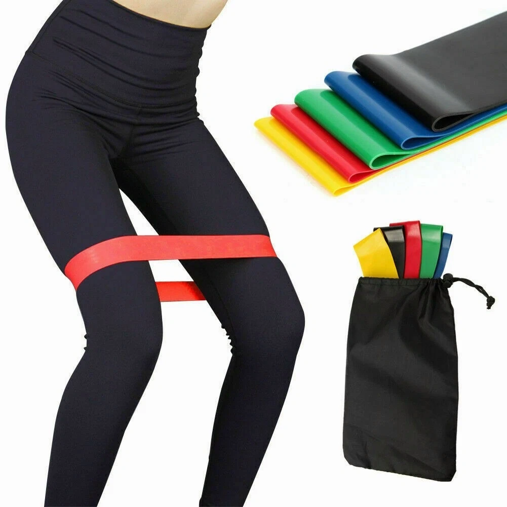 5 Pack Resistance Loop Bands TPE Exercise Bands for Yoga Fitness Strength Training, Colorful Set of 5 Resistance Bands view 7