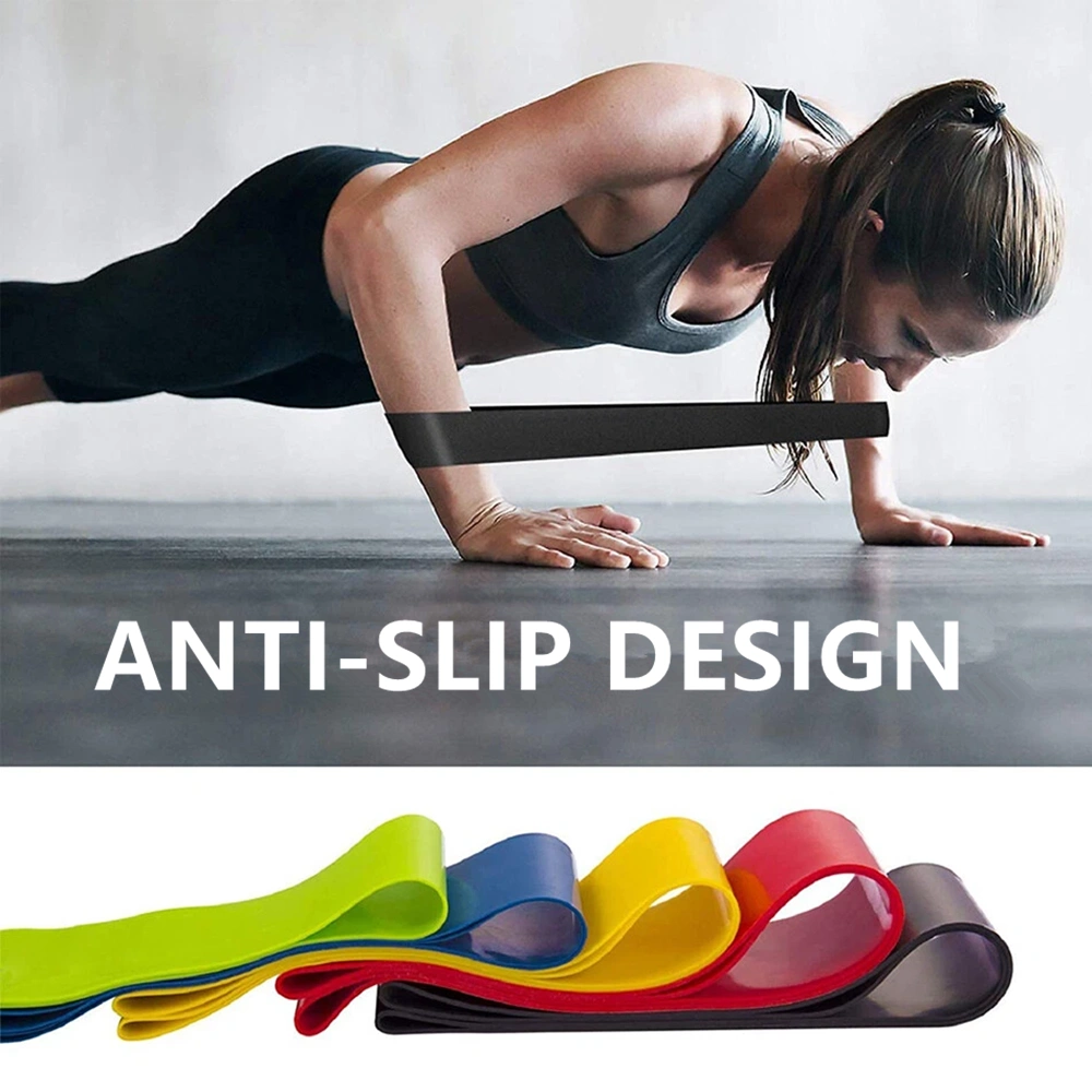 5 Pack Resistance Loop Bands TPE Exercise Bands for Yoga Fitness Strength Training, Colorful Set of 5 Resistance Bands view 9