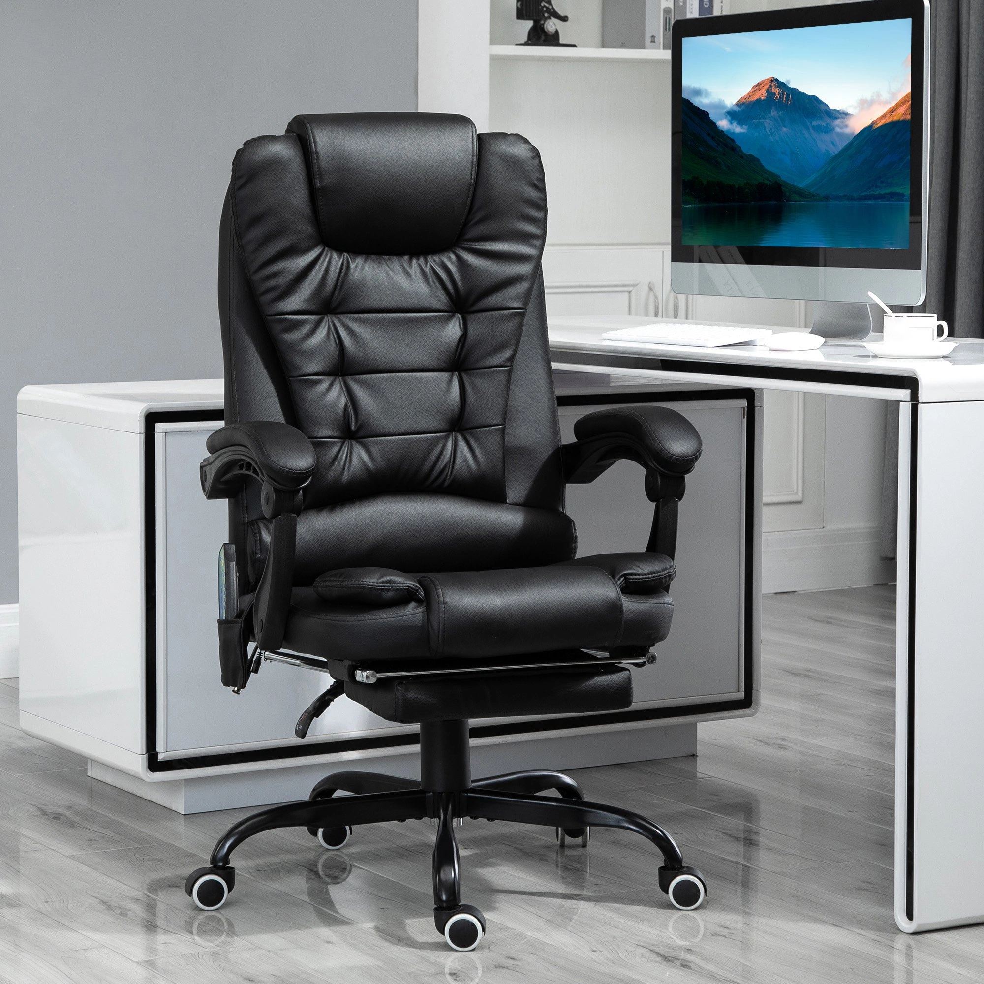 Massage Office Chair Ergonomic High Back Executive Swivel Chair with Lumbar Support & Headrest