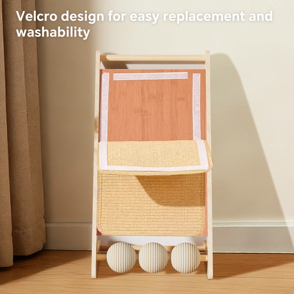 L-Shaped Sisal Cat Scratching Board with Hanging Ball, Multi-Level Feline Play Tower for Scratching & Pouncing view 3