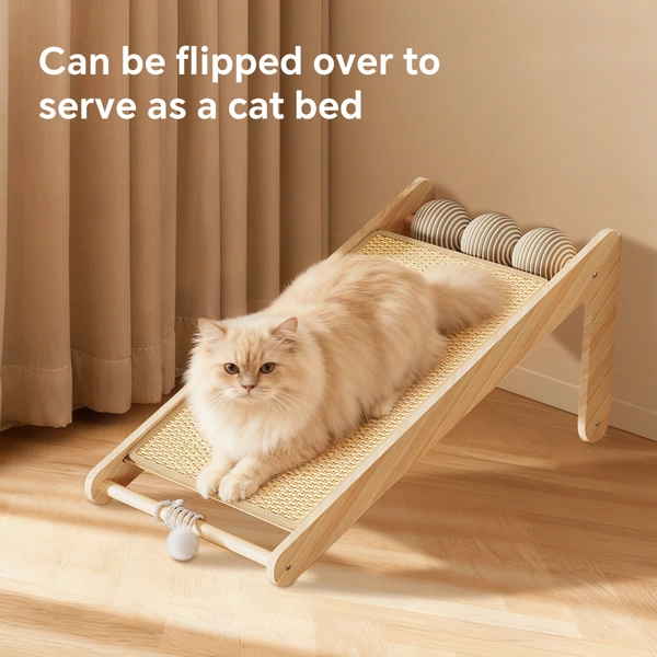 L-Shaped Sisal Cat Scratching Board with Hanging Ball, Multi-Level Feline Play Tower for Scratching & Pouncing view 4