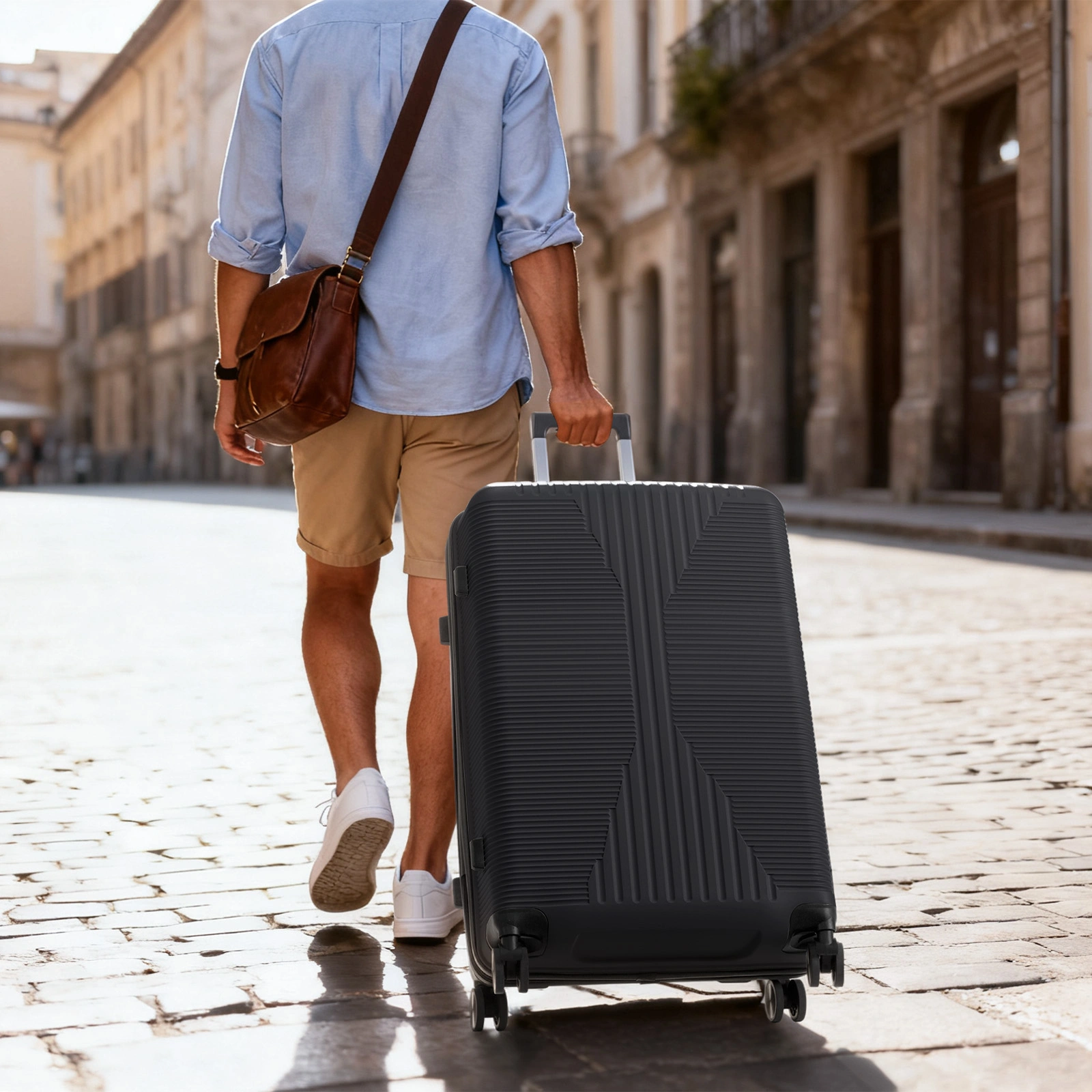 20in PP Trolley Case, Black Travel Suitcase with Spinner Wheels, Lightweight Carry-On Luggage view 15