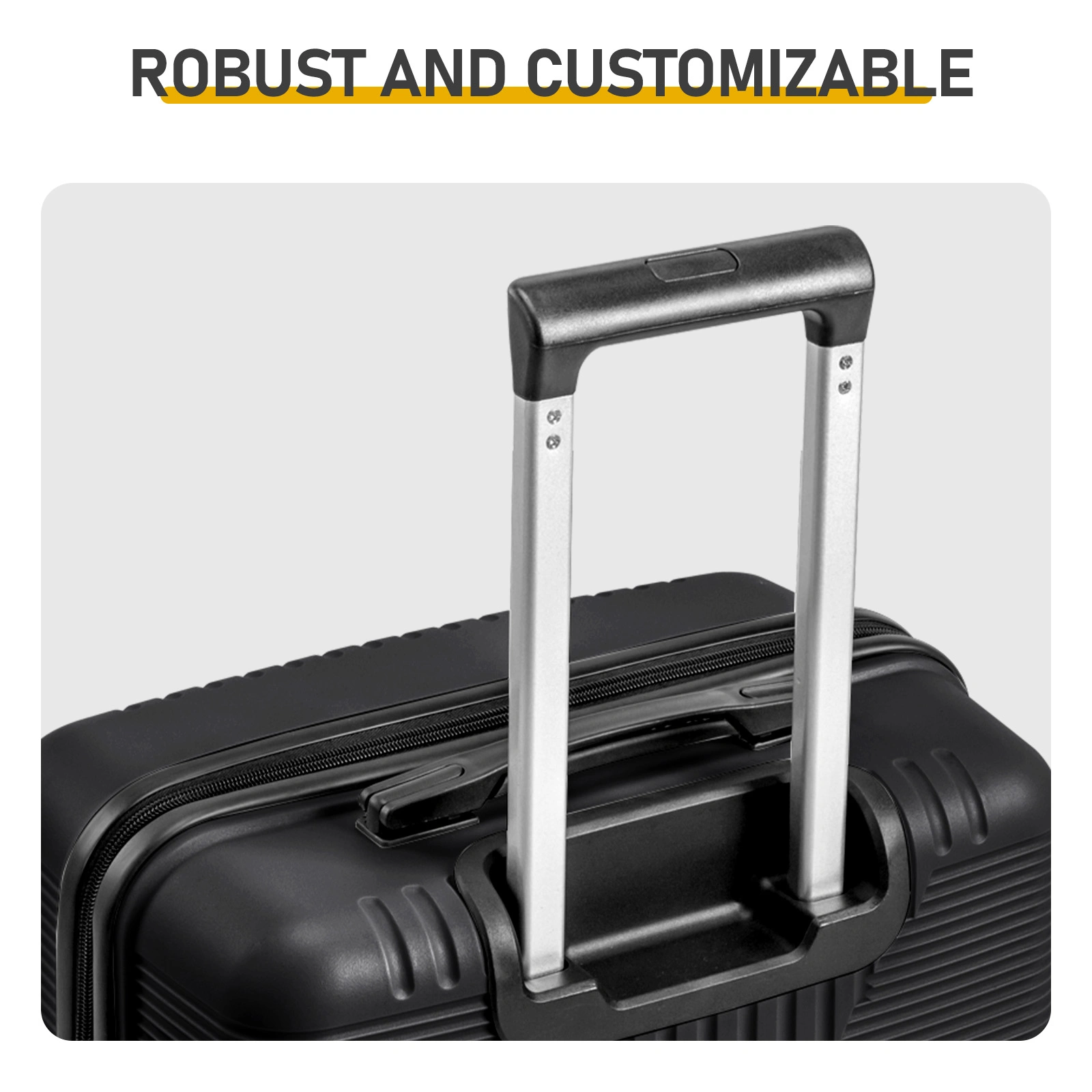 20in PP Trolley Case, Black Travel Suitcase with Spinner Wheels, Lightweight Carry-On Luggage view 3