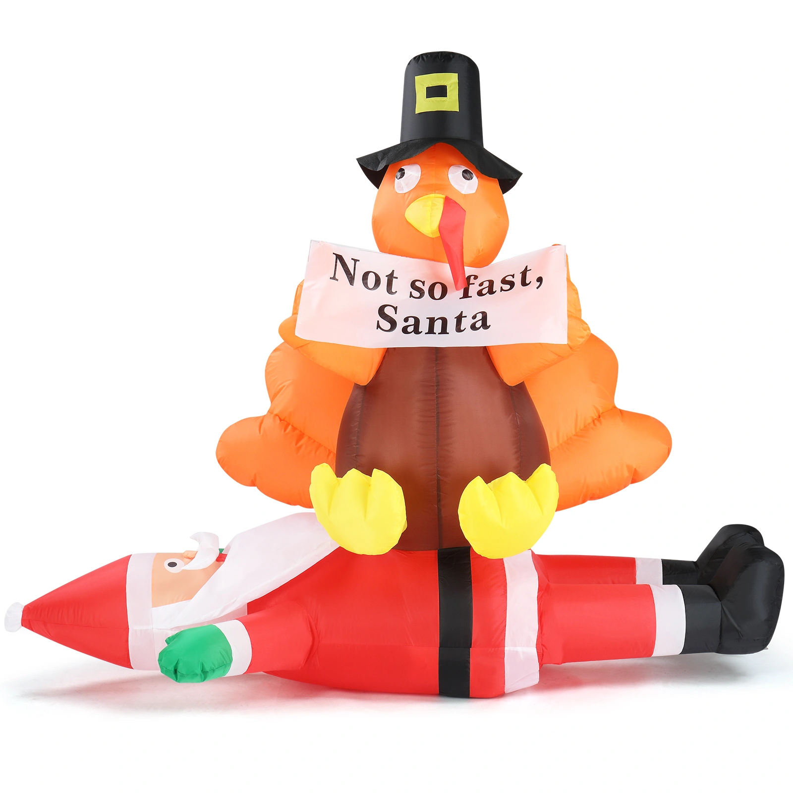 4.9FT Inflatable Christmas Turkey on Santa Blow Up Yard Decor, LED Light Up Outdoor Garden Holiday Lawn Ornament