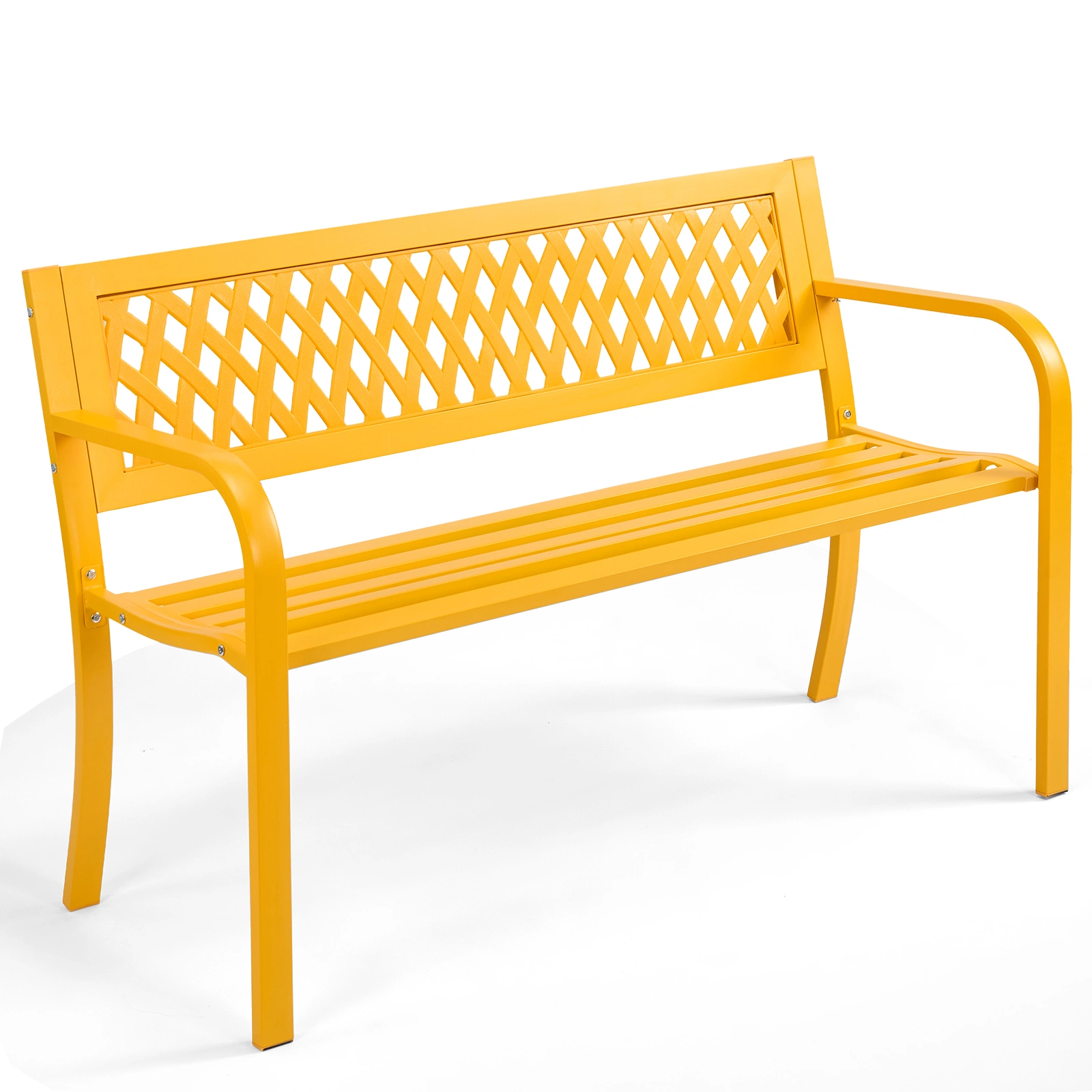 47in PVC Mesh Backrest Iron Bench Yellow view 11