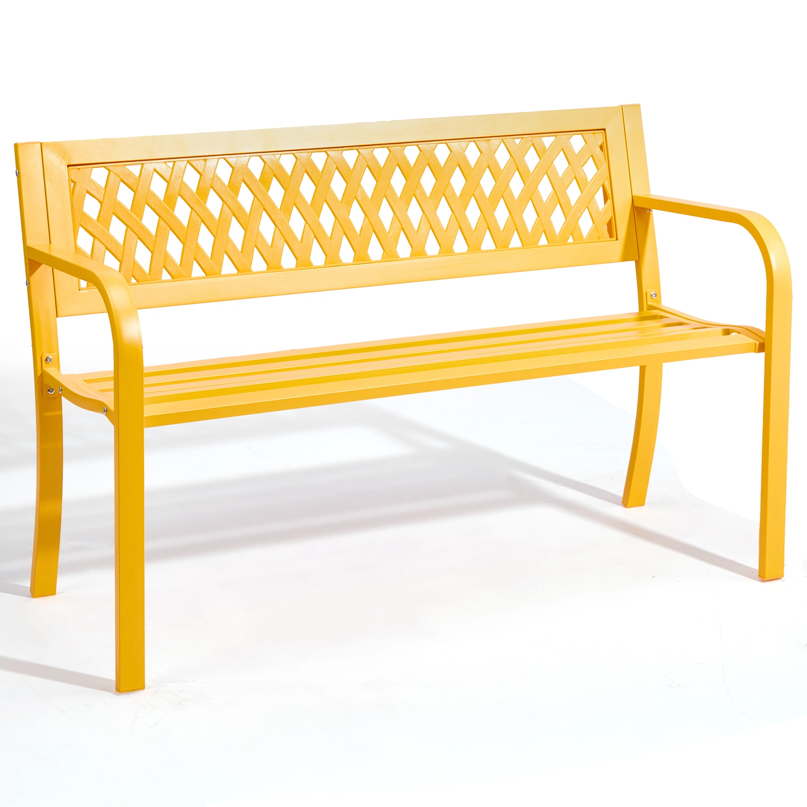 47in PVC Mesh Backrest Iron Bench Yellow view 18