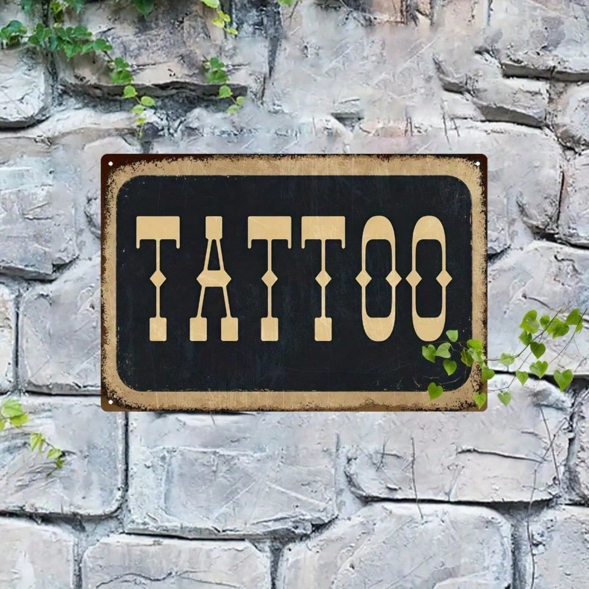 Retro Tattoo Metal Sign 8x12 Inch - Vintage Tin Wall Art, Rustic Flat Iron Plaque Home Bar Man Cave Garage Decor
