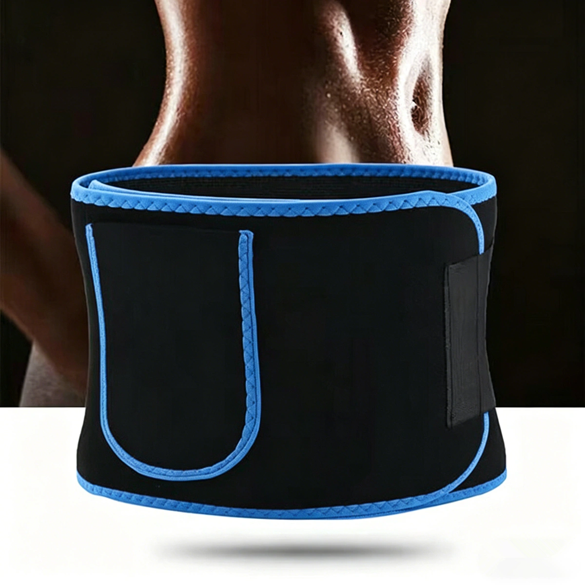 Waist Trimmer Belt Blue Black Sport Workout Shaper Burner Slimming W/ Phone Pocket Neoprene Belt