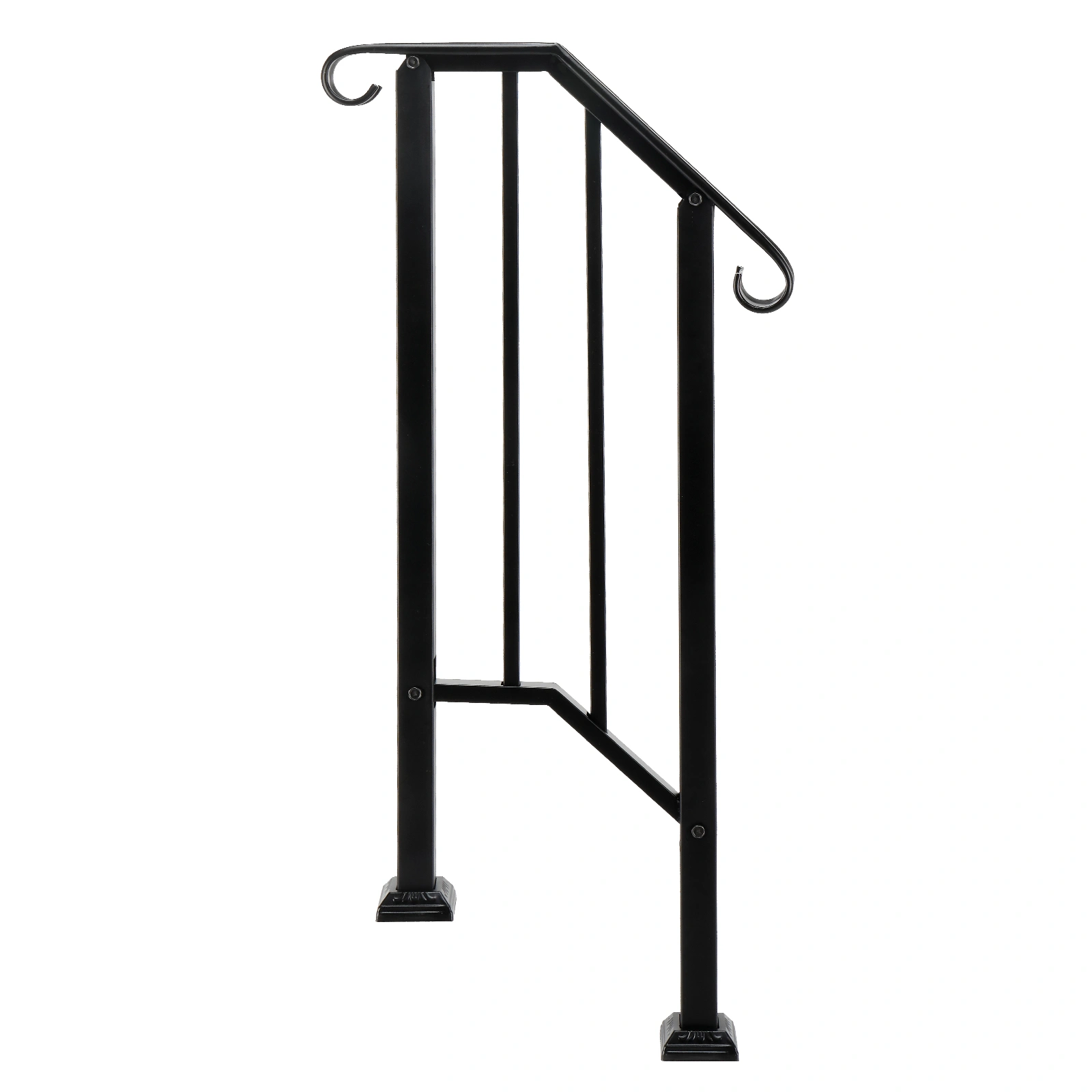 Artisasset Matte Black Outdoor Iron Handrail, 1st Tier Stair Railing, Wrought Steel Balustrade for Deck & Porch
