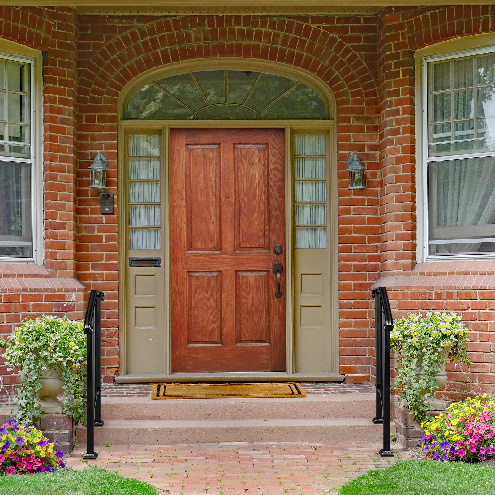 Artisasset Matte Black Outdoor Iron Handrail, 1st Tier Stair Railing, Wrought Steel Balustrade for Deck & Porch view 10