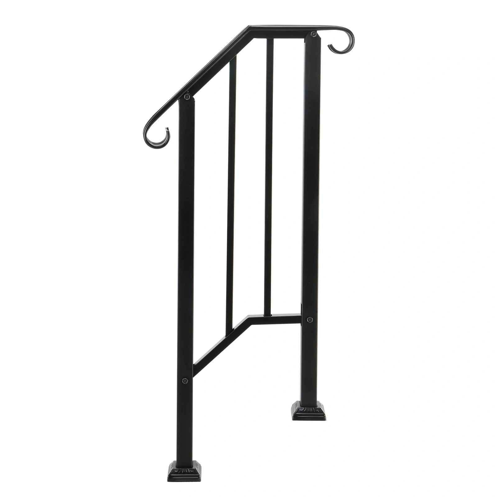 Artisasset Matte Black Outdoor Iron Handrail, 1st Tier Stair Railing, Wrought Steel Balustrade for Deck & Porch view 13