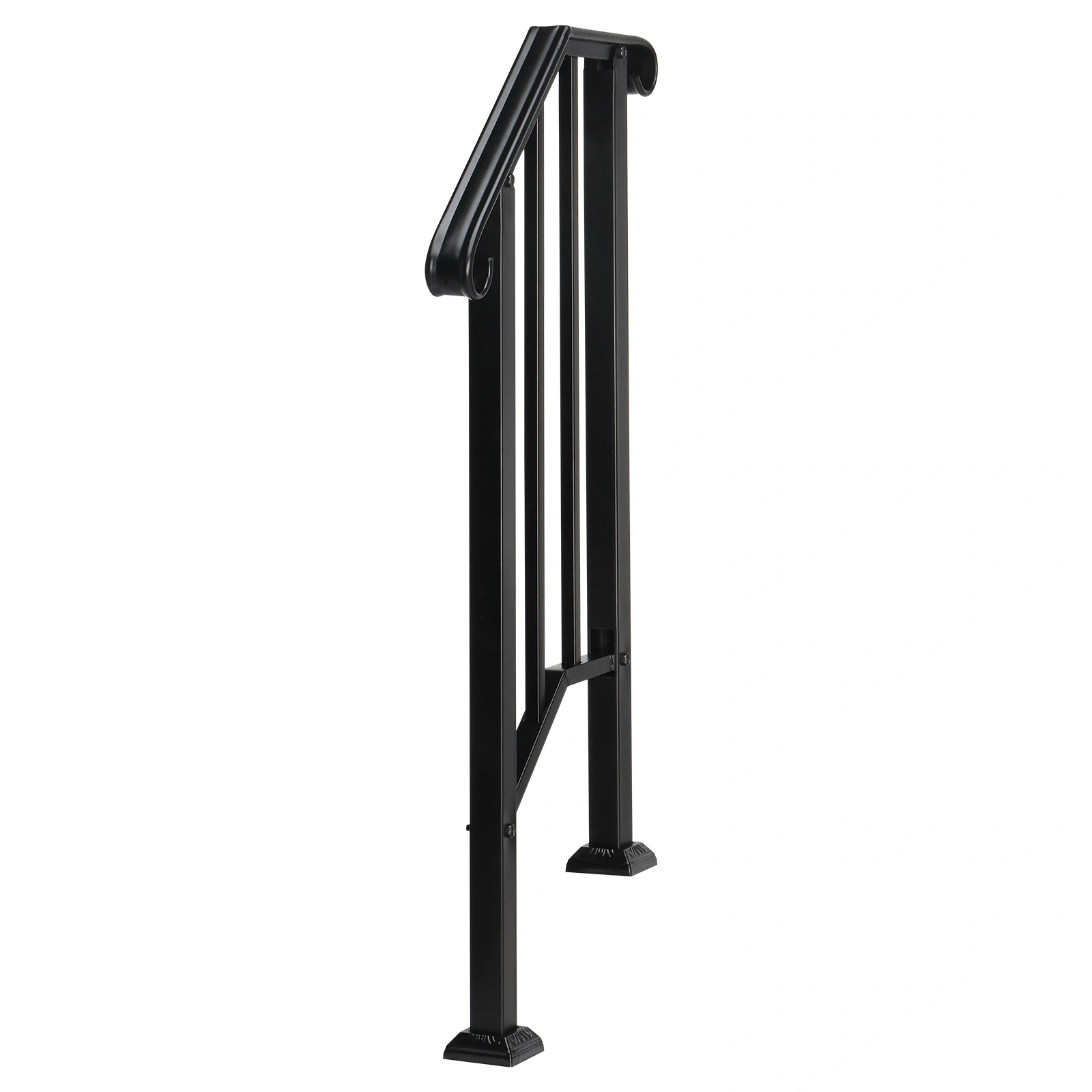 Artisasset Matte Black Outdoor Iron Handrail, 1st Tier Stair Railing, Wrought Steel Balustrade for Deck & Porch view 14