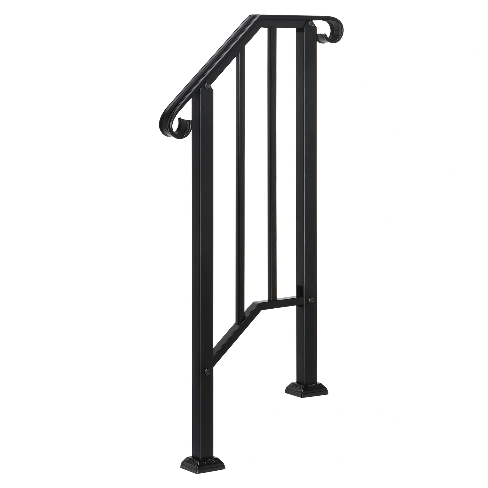 Artisasset Matte Black Outdoor Iron Handrail, 1st Tier Stair Railing, Wrought Steel Balustrade for Deck & Porch view 16