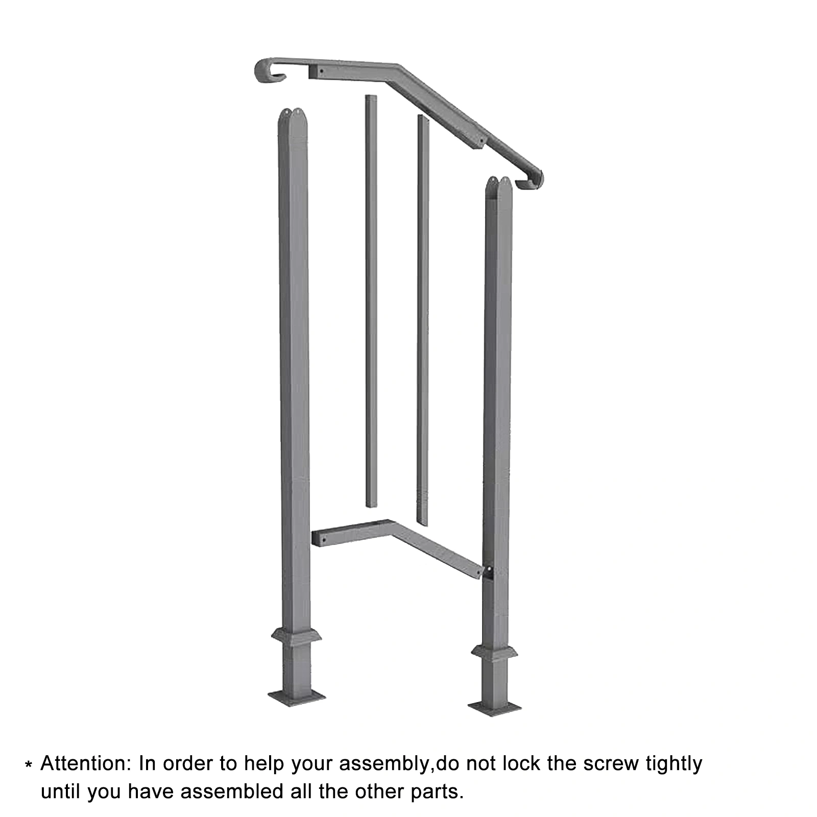 Artisasset Matte Black Outdoor Iron Handrail, 1st Tier Stair Railing, Wrought Steel Balustrade for Deck & Porch view 2