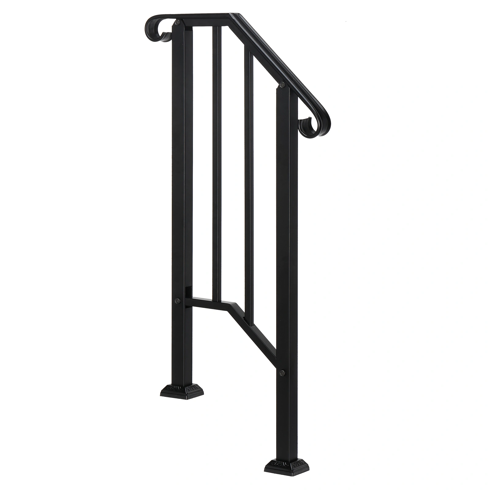 Artisasset Matte Black Outdoor Iron Handrail, 1st Tier Stair Railing, Wrought Steel Balustrade for Deck & Porch view 3