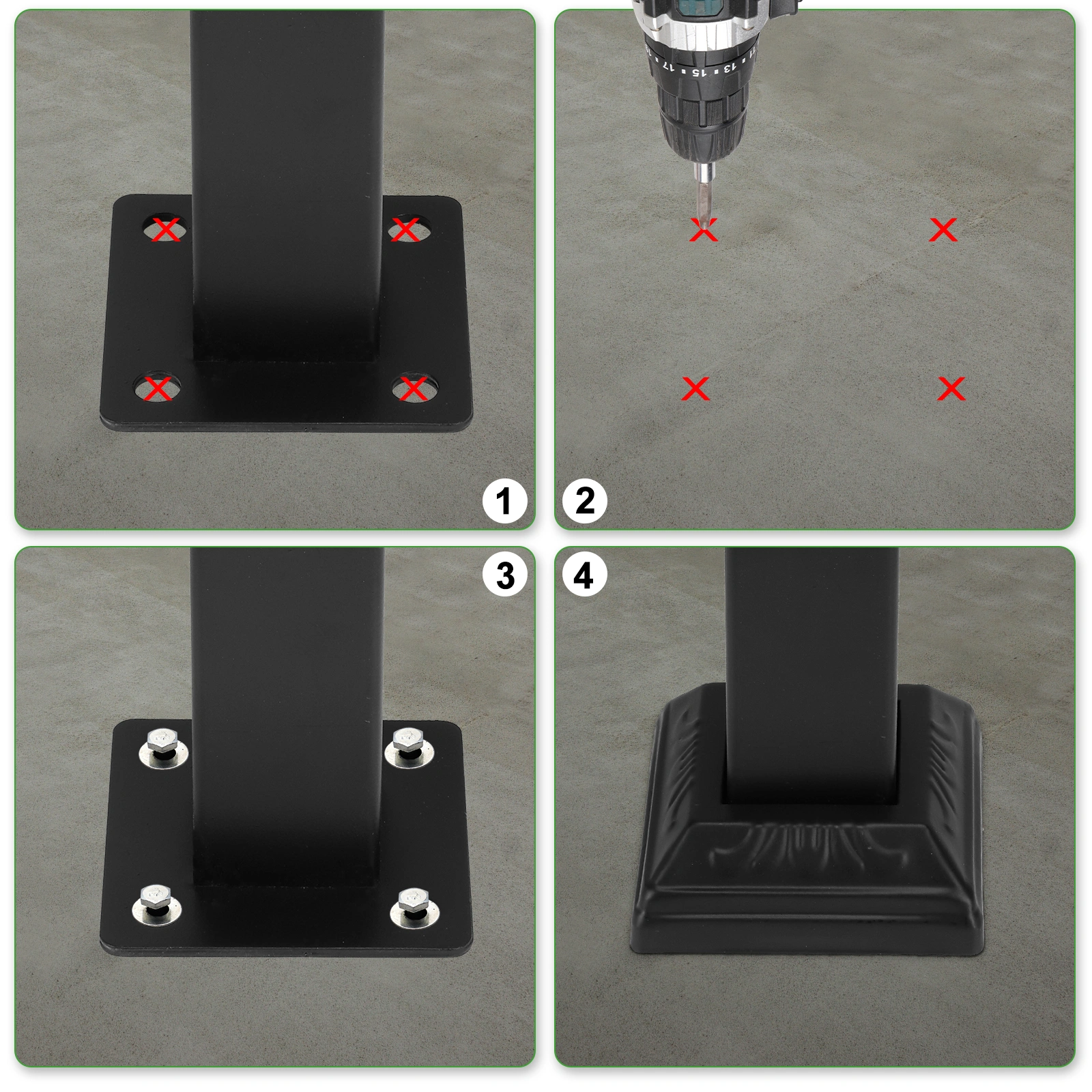 Artisasset Matte Black Outdoor Iron Handrail, 1st Tier Stair Railing, Wrought Steel Balustrade for Deck & Porch view 7