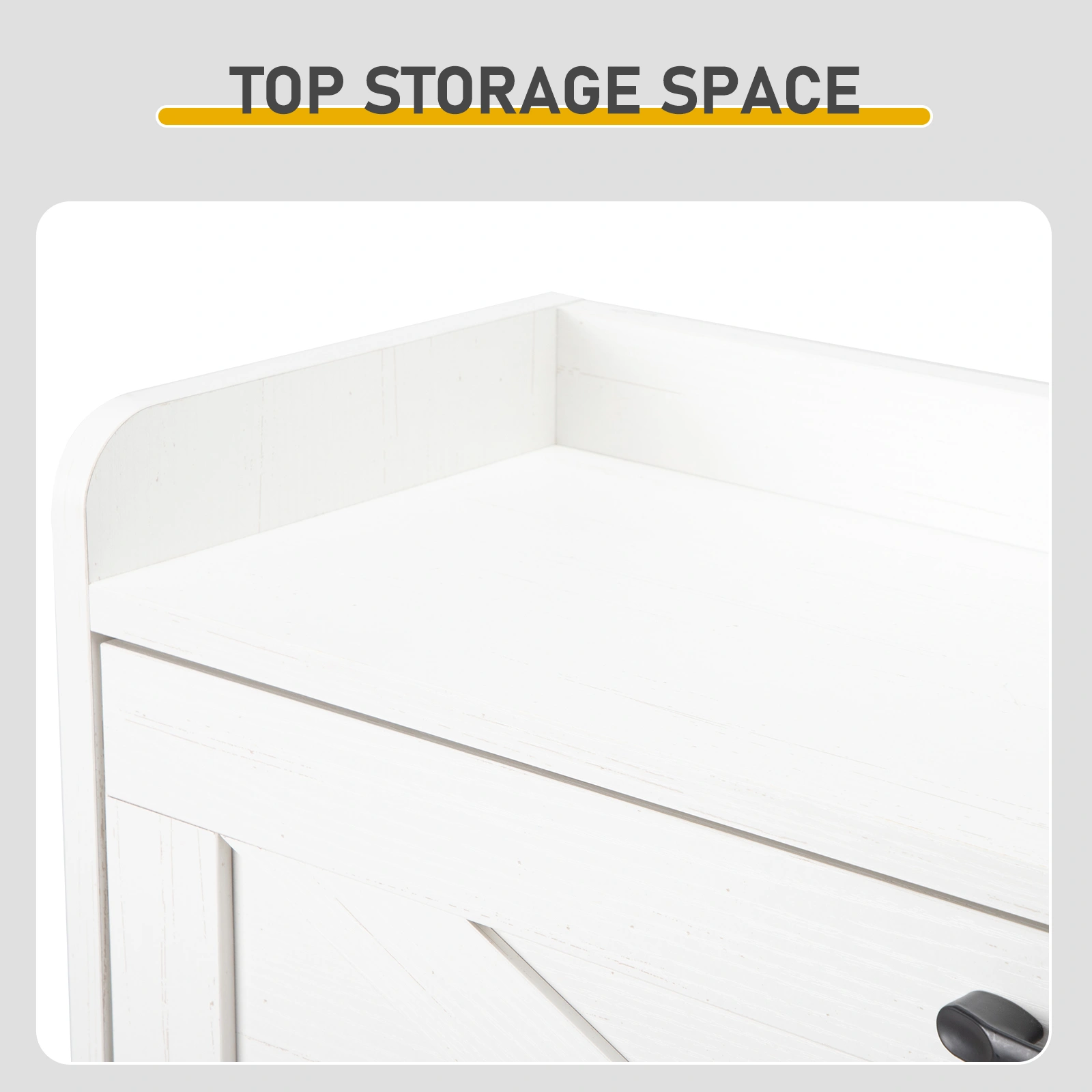 3-Drawer Shoe Cabinet with Barn Doors & Top, Particleboard Storage Organizer 80x24x145cm Distressed White view 8