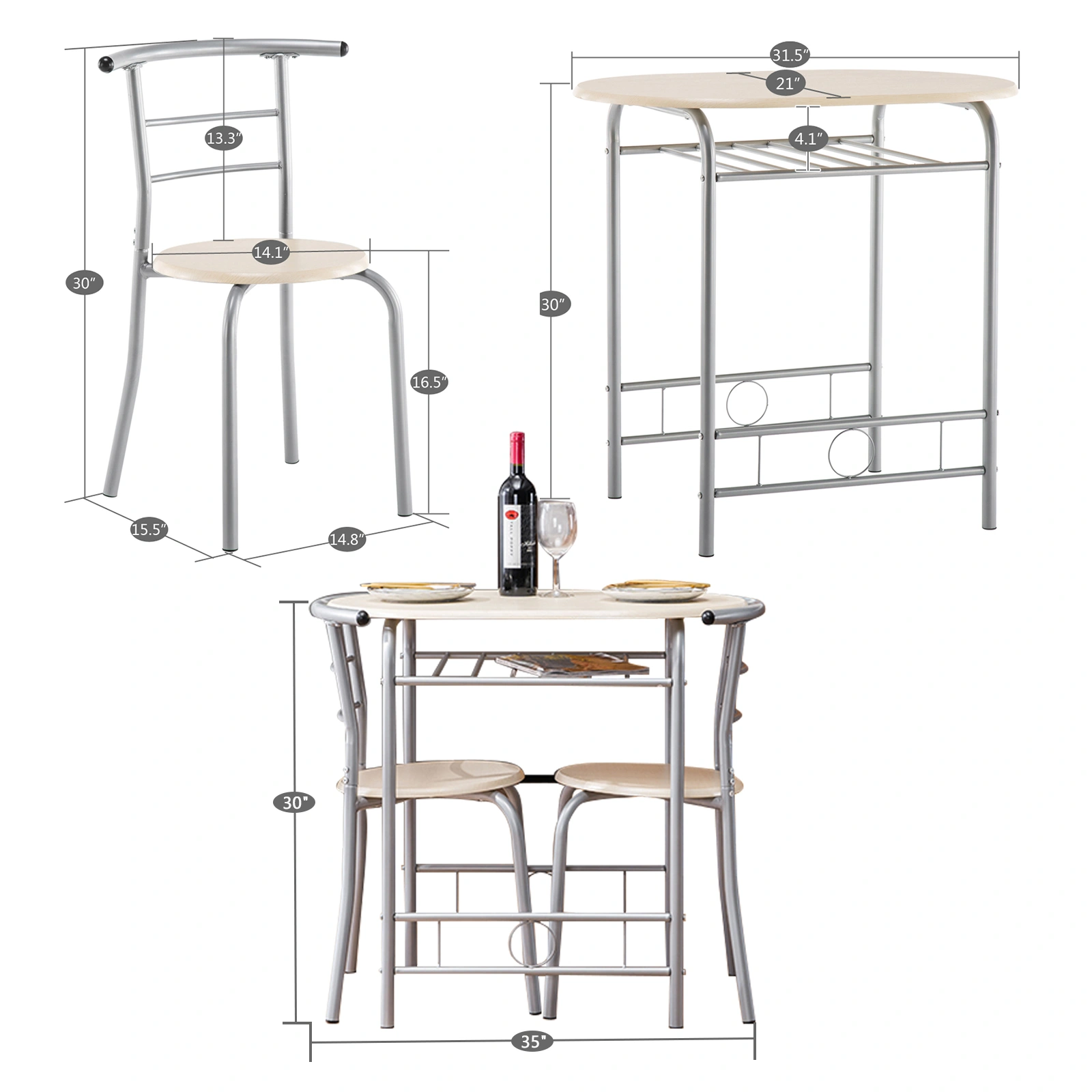 PVC Breakfast Table (One Table and Two Chairs) Natural view 10