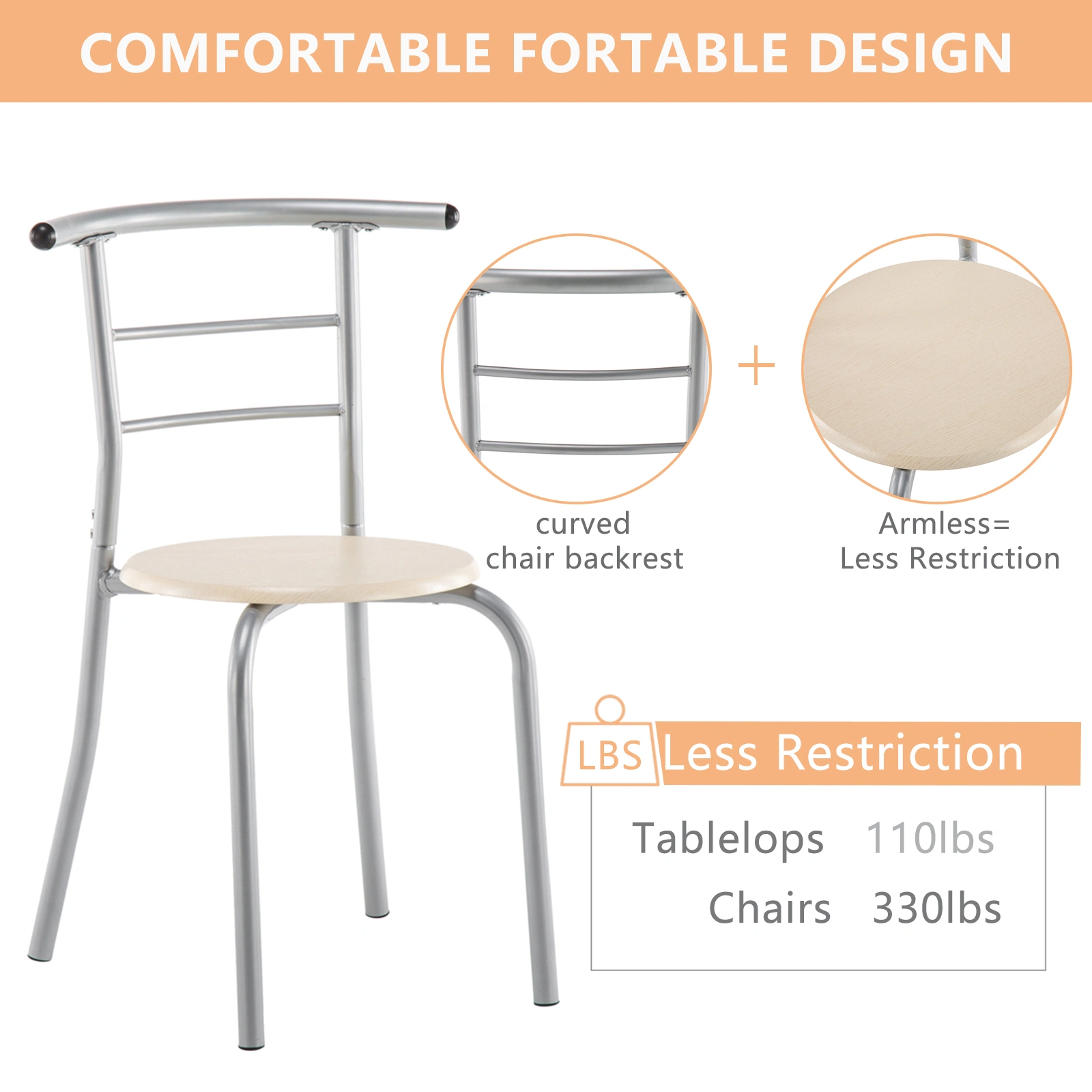 PVC Breakfast Table (One Table and Two Chairs) Natural view 5