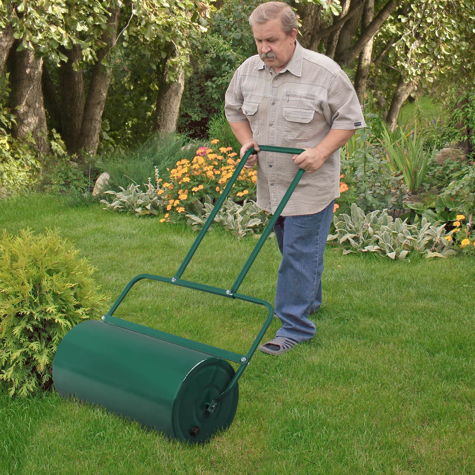 24 Inch Iron Lawn Roller for Garden, Cylindrical Compactor with Black Finish, Compatible with 90673505, Heavy Duty Yard Tool view 12