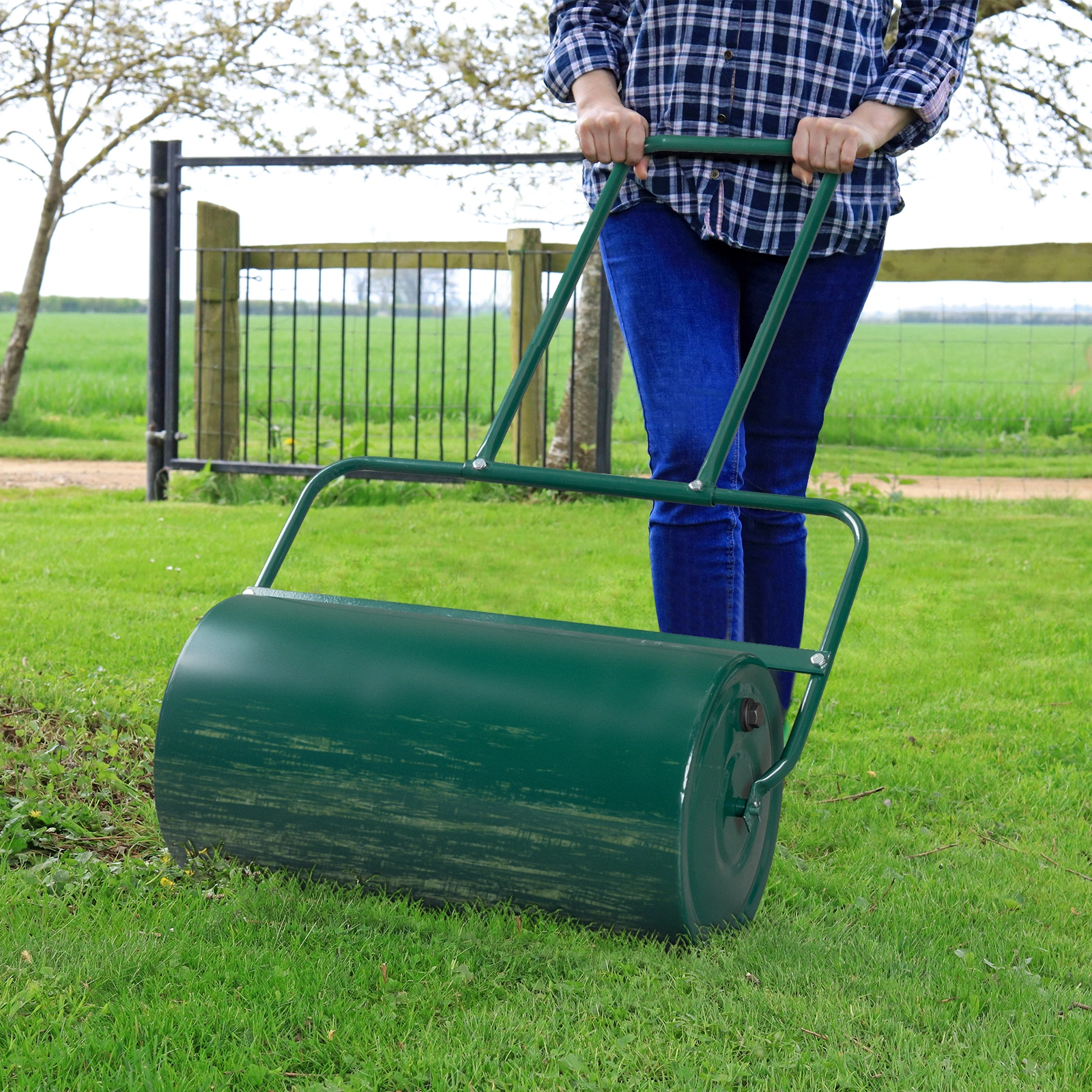 24 Inch Iron Lawn Roller for Garden, Cylindrical Compactor with Black Finish, Compatible with 90673505, Heavy Duty Yard Tool view 13