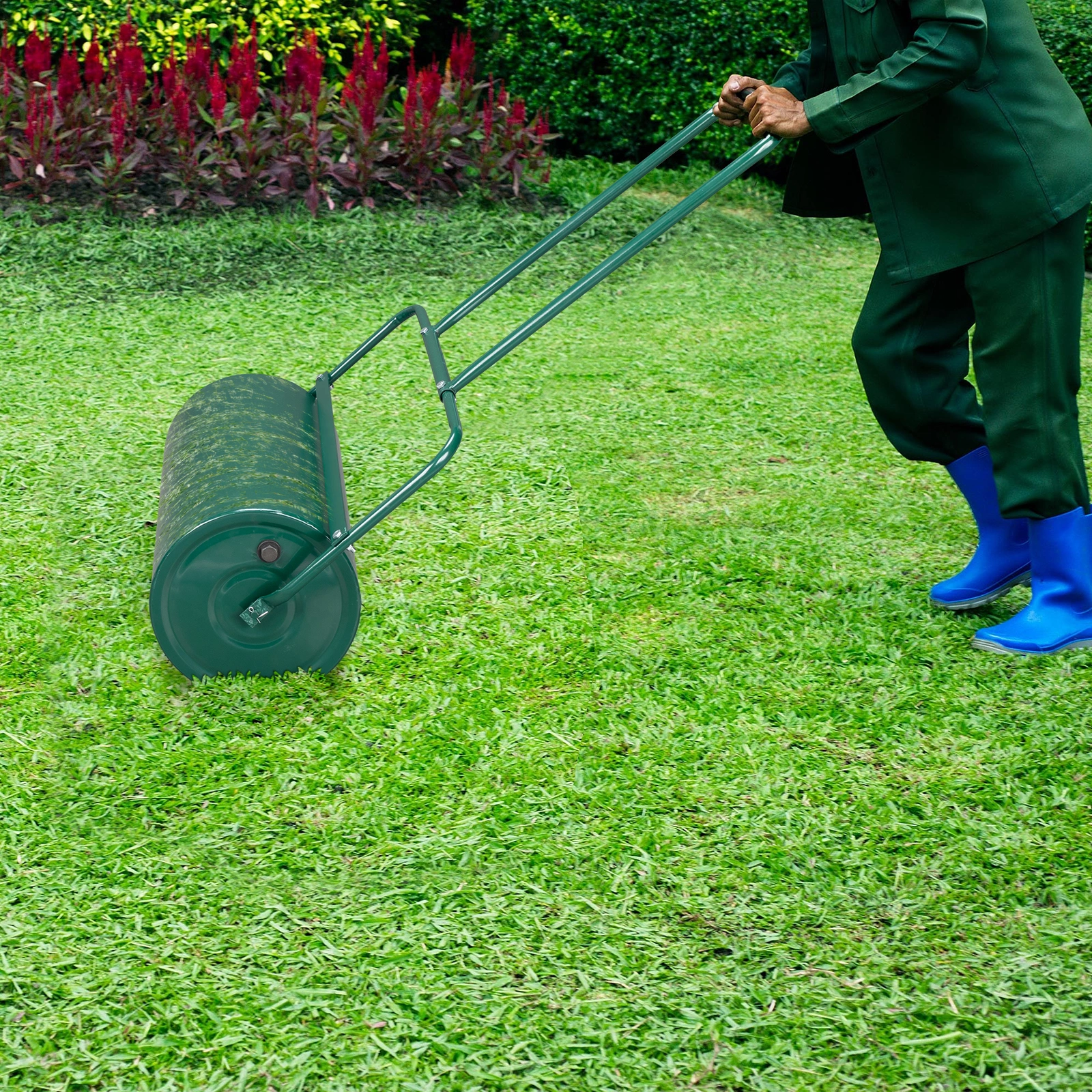 24 Inch Iron Lawn Roller for Garden, Cylindrical Compactor with Black Finish, Compatible with 90673505, Heavy Duty Yard Tool view 17