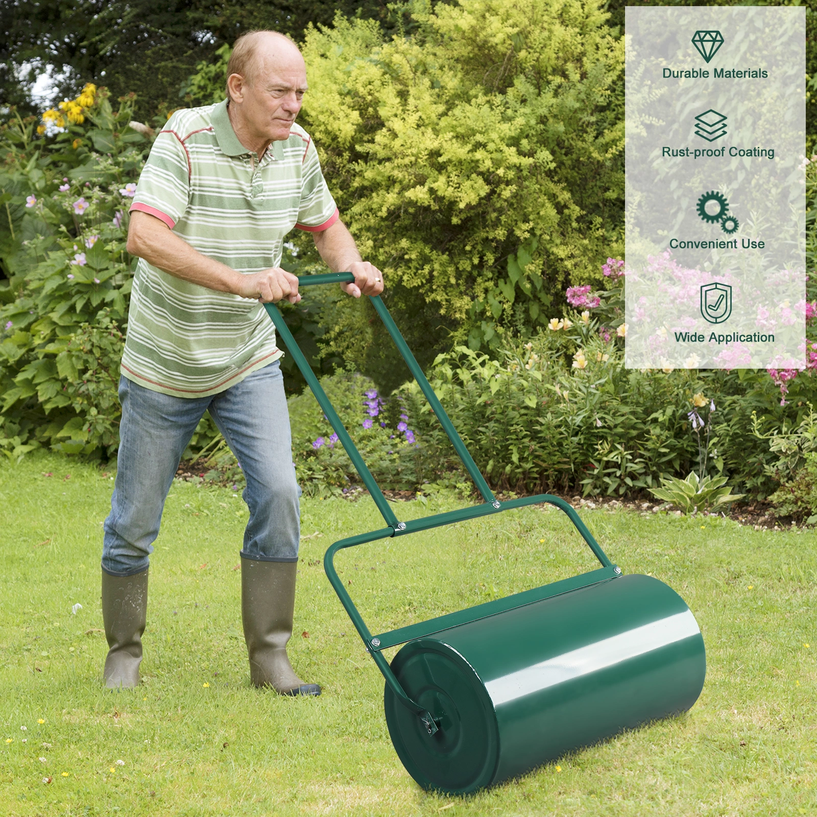 24 Inch Iron Lawn Roller for Garden, Cylindrical Compactor with Black Finish, Compatible with 90673505, Heavy Duty Yard Tool view 18