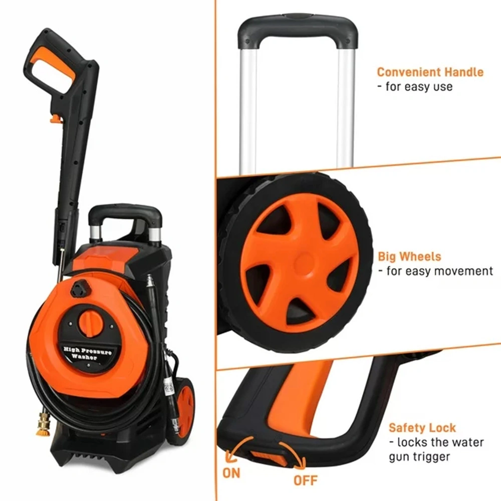 1400W 110V Electric Pressure Washer 203 Bar High Pressure Cleaner Orange view 4