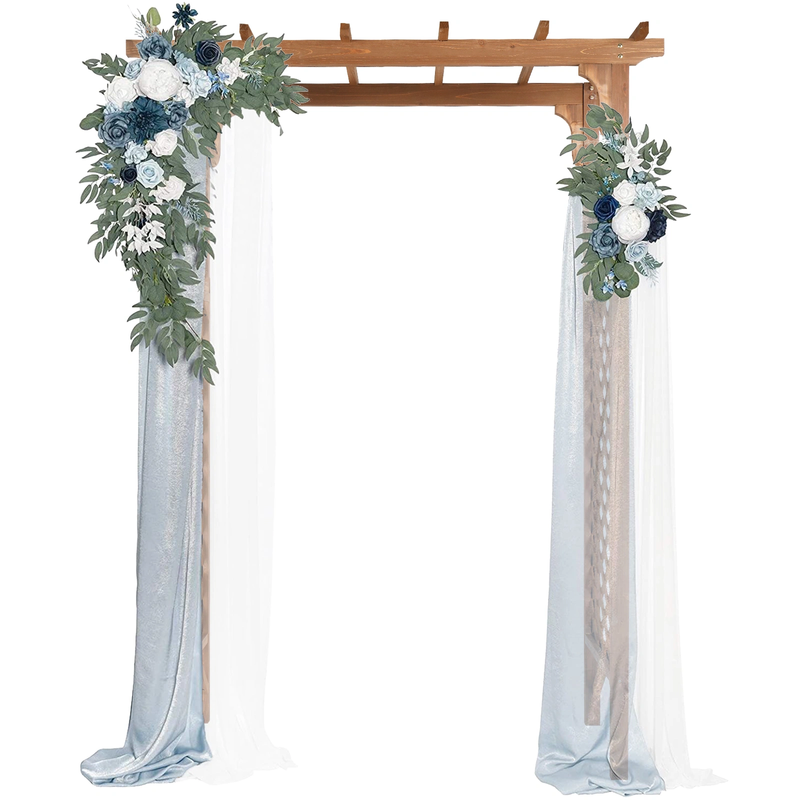 152x60x215cm Flat-Topped Wooden Garden Arch, Dark Brown Outdoor Archway for Yard Landscape, Decorative Walk-Thru Arch view 8