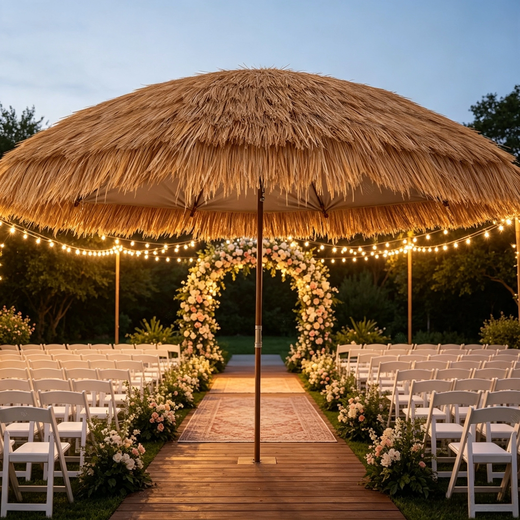 1.6 x 16.4 ft Artificial Thatch Roofing Roll, Waterproof & Fire-Resistant, for Patio, Pool & Beach Décor(Only artificial thatched roof roll)