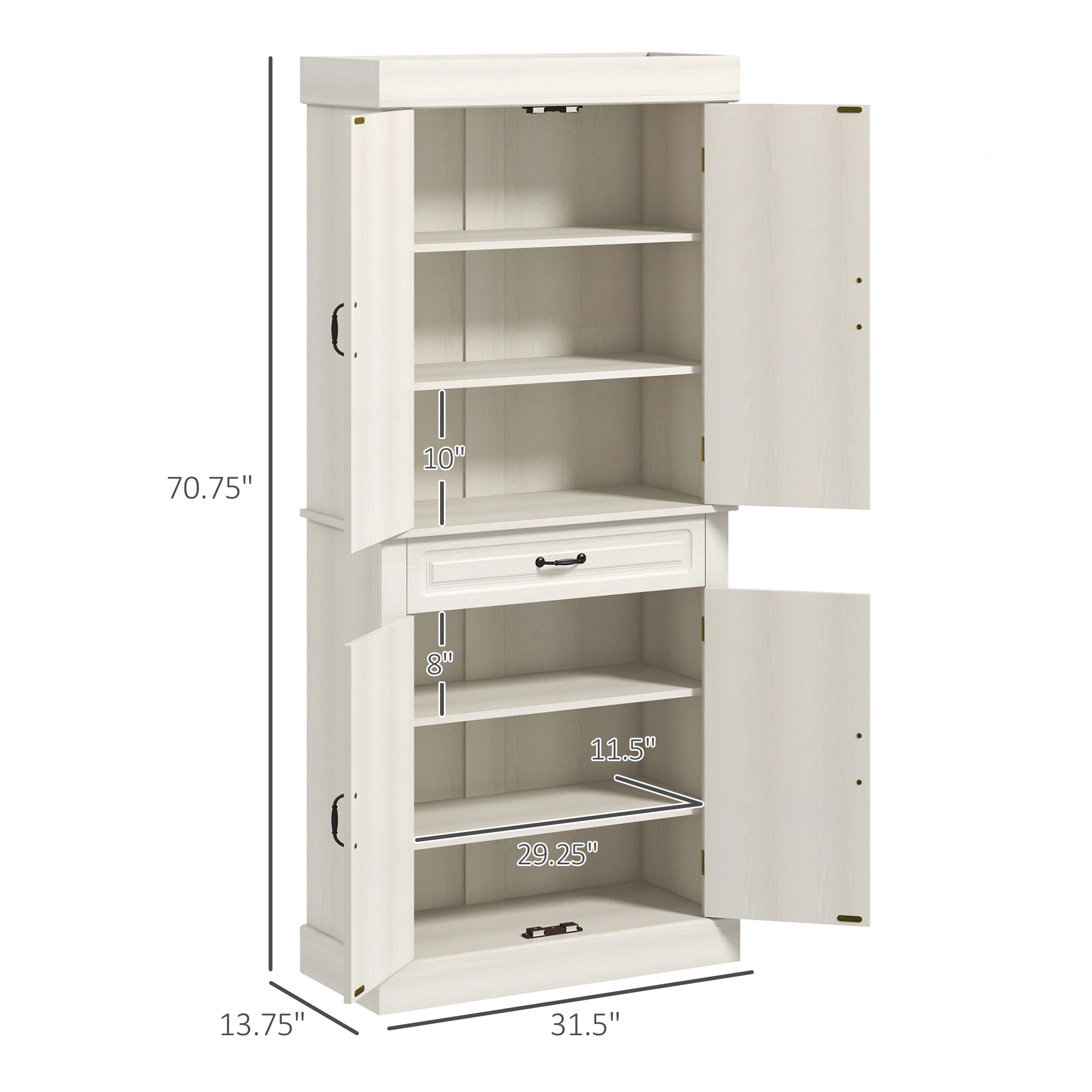 Modern Kitchen Storage Cabinet with Shelves, Freestanding Pantry Organizer for Dining Room view 3