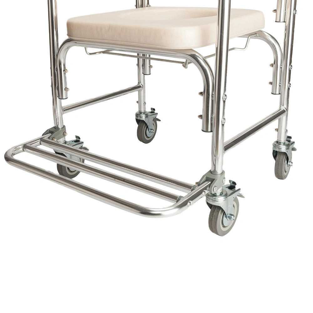 4 in 1 Multifunctional Aluminum Elder People Disabled People Pregnant Women Commode Chair Bath Chair White view 11