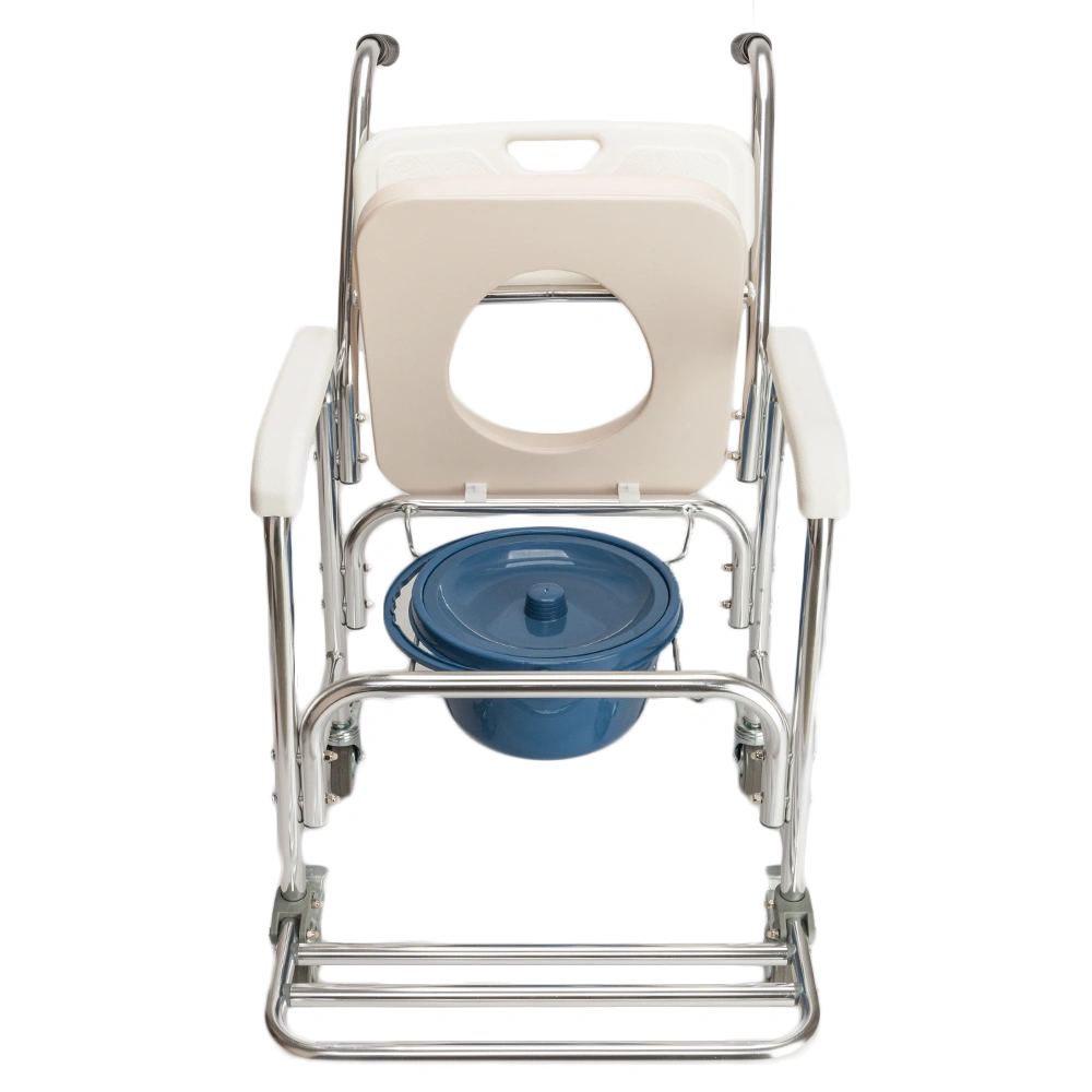 4 in 1 Multifunctional Aluminum Elder People Disabled People Pregnant Women Commode Chair Bath Chair White view 12