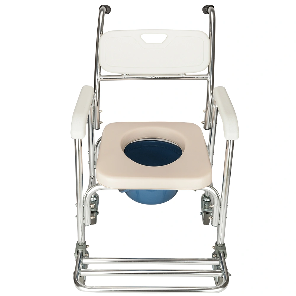 4 in 1 Multifunctional Aluminum Elder People Disabled People Pregnant Women Commode Chair Bath Chair White view 5