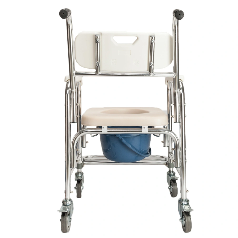 4 in 1 Multifunctional Aluminum Elder People Disabled People Pregnant Women Commode Chair Bath Chair White view 7