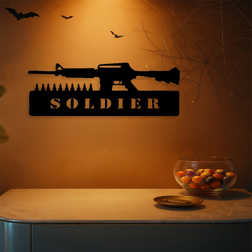 Vintage Patriotic Soldier Iron Sign - American Military Wall Decor for Home, Bar, Garage - Rustic Steel Hanging Art Metal Plaque