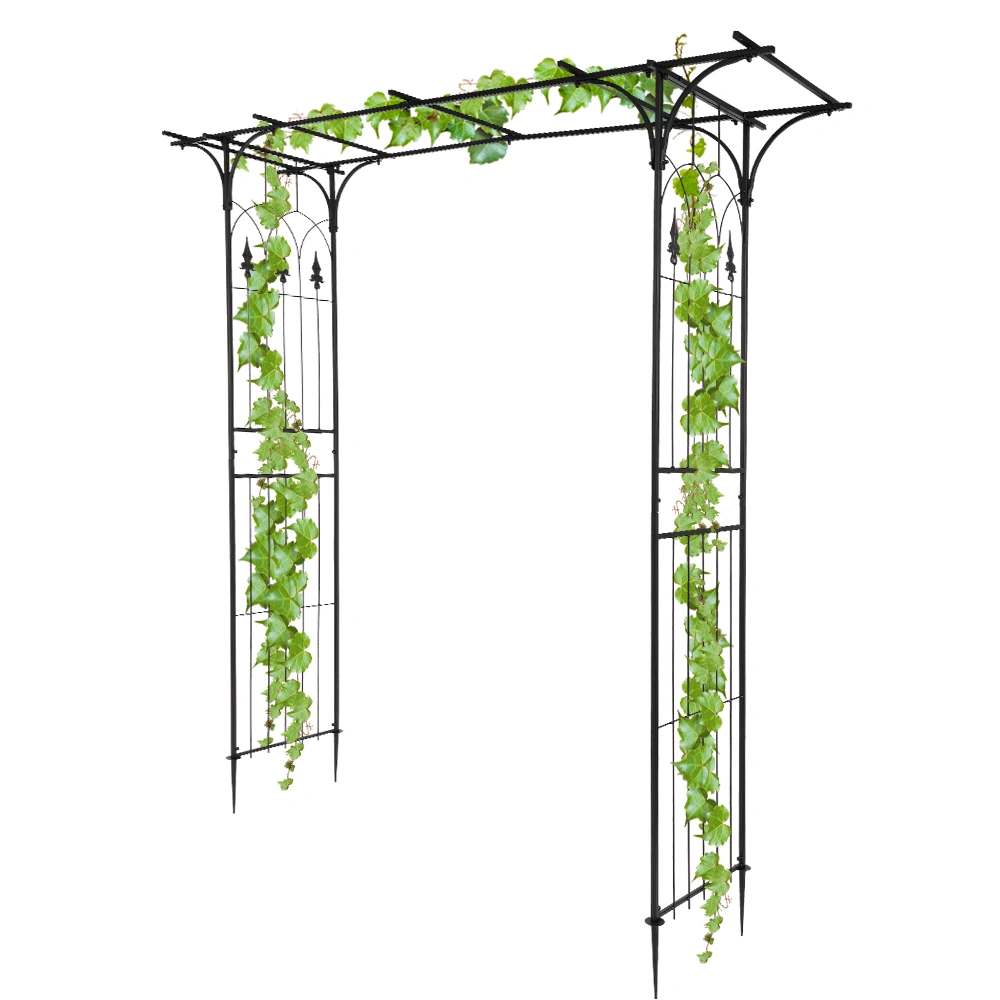Wrought Iron Flat Roof Arch Plant Climbing Frame - Garden Outdoor Trellis