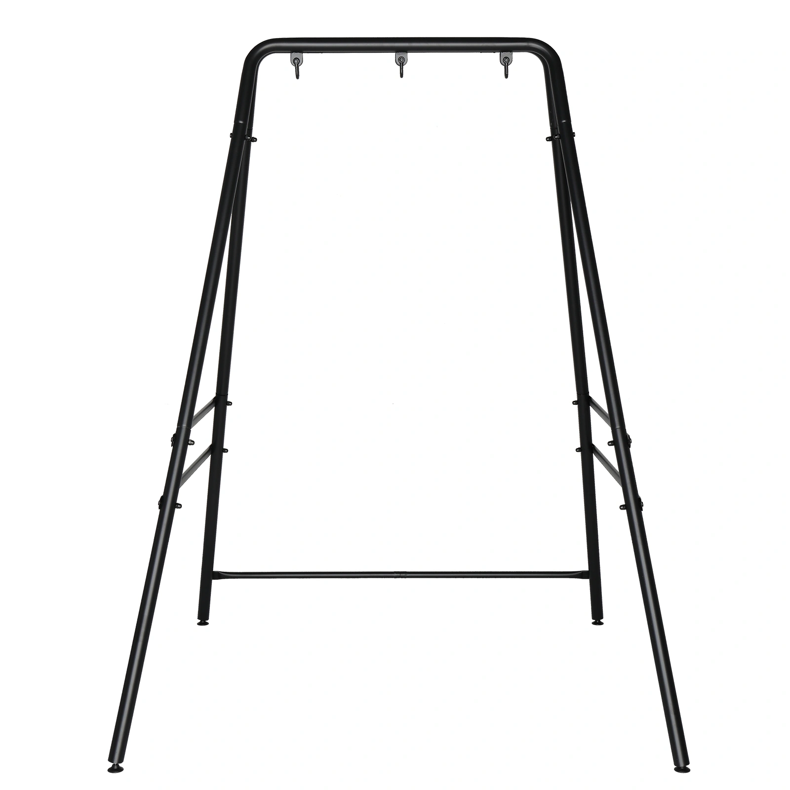133x137x180cm Wrought Iron Hanging Chair Frame - 200kg Capacity, 3-Ring Design, Black Standing Frame