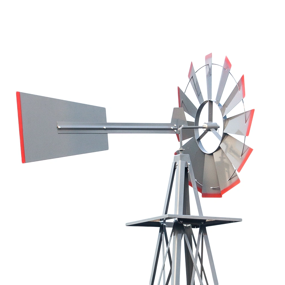 8FT Outdoor Garden Windmill - Weather Resistant Yard Decor Gray & Red view 12