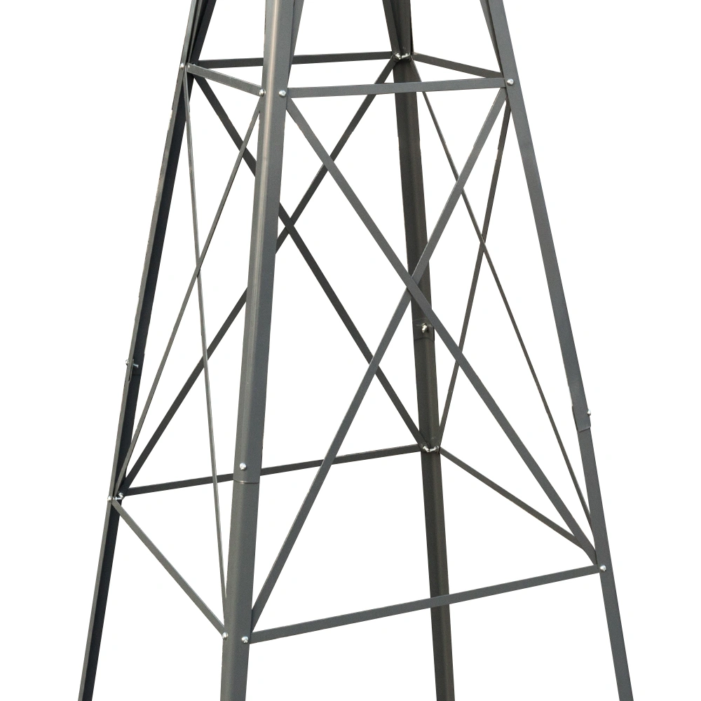 8FT Outdoor Garden Windmill - Weather Resistant Yard Decor Gray & Red view 13