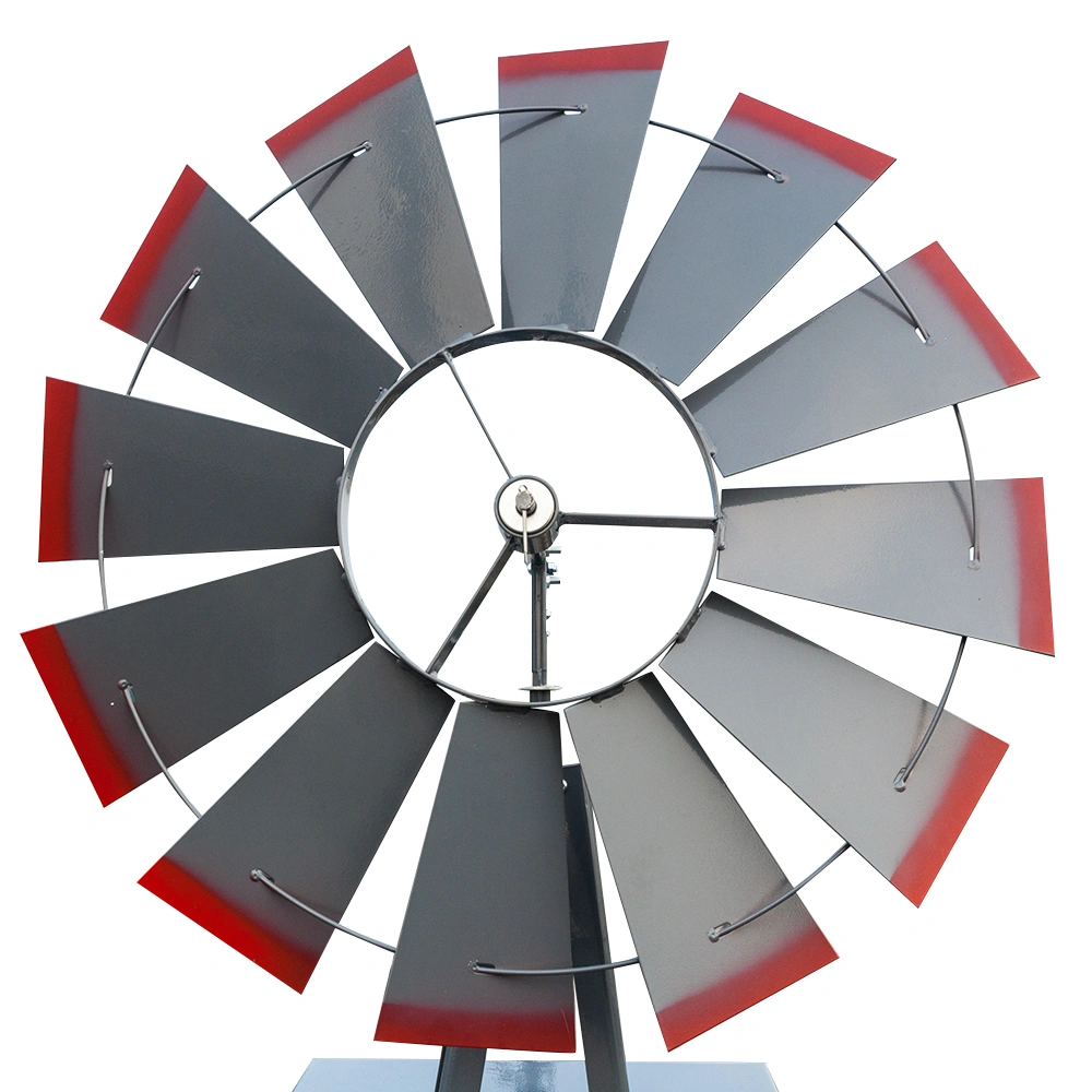 8FT Outdoor Garden Windmill - Weather Resistant Yard Decor Gray & Red view 17