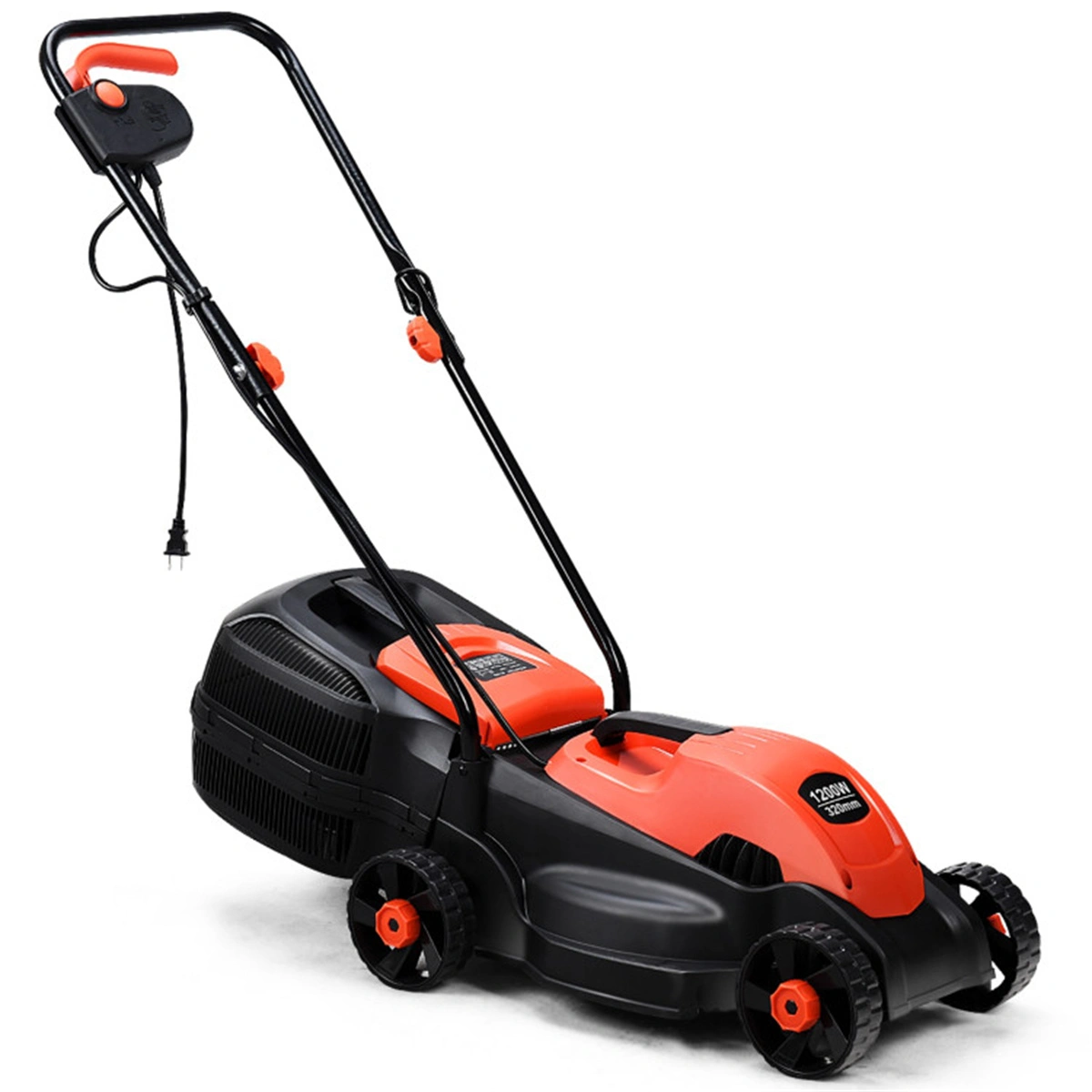 13-Inch Electric Lawn Mower with 8 Gal Grass Collection Box, 3 Adjustable Cutting Heights, Lightweight 15.5 lbs Push Mower for Garden - Red