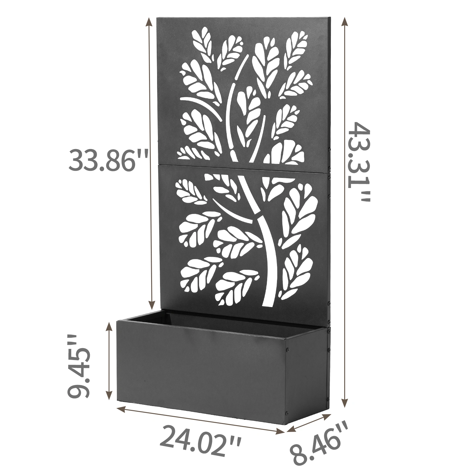 Metal Garden Bed with Trellis 43 Inch, Raised Planter Box for Climbing Plants & Vegetables, Drainage Holes