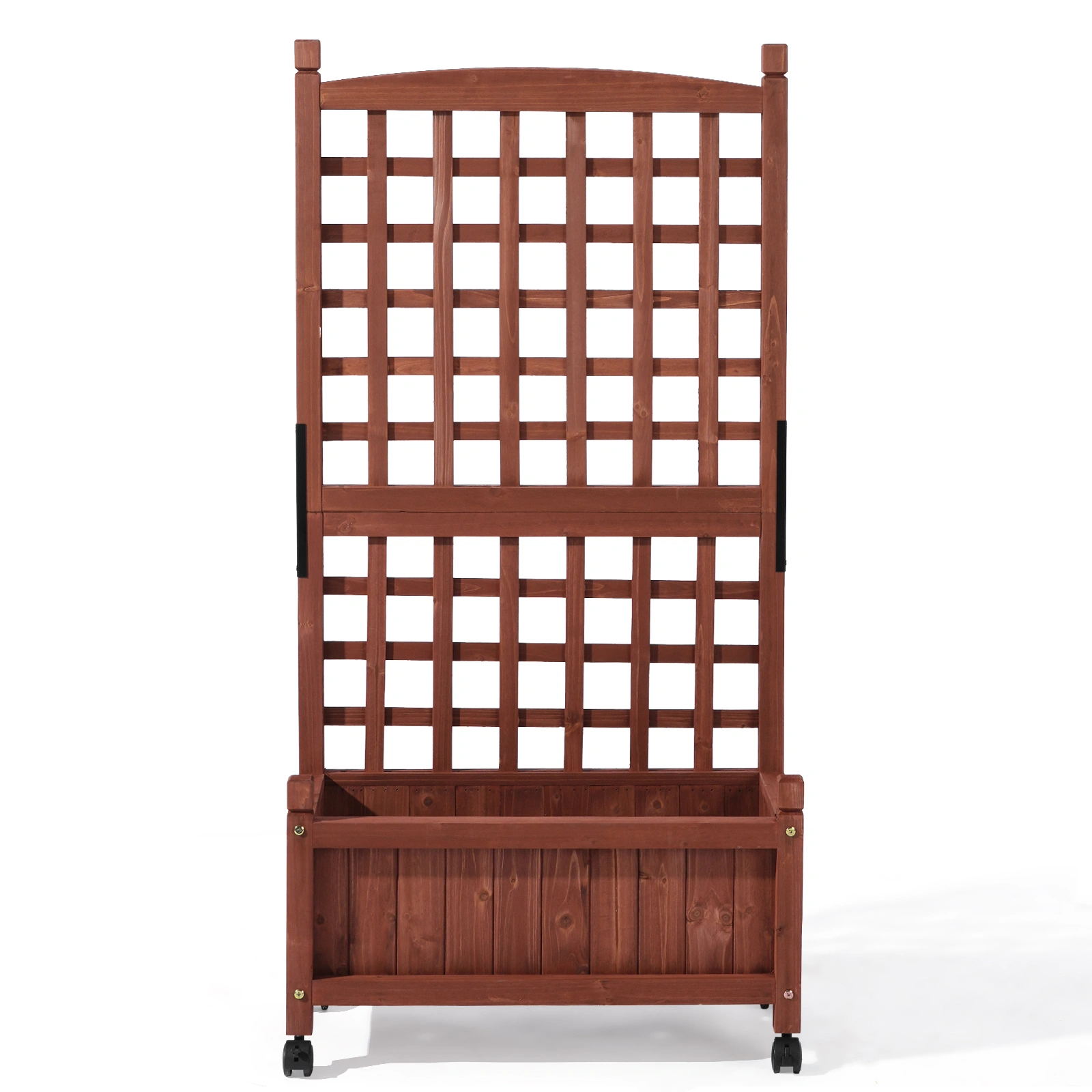 Wooden Planter Box 50" Tall with Trellis & Wheels, Elevated Garden Bed with Drainage Holes for Flower Vegetable Fruit Herb Outdoor Garden Patio Balcony