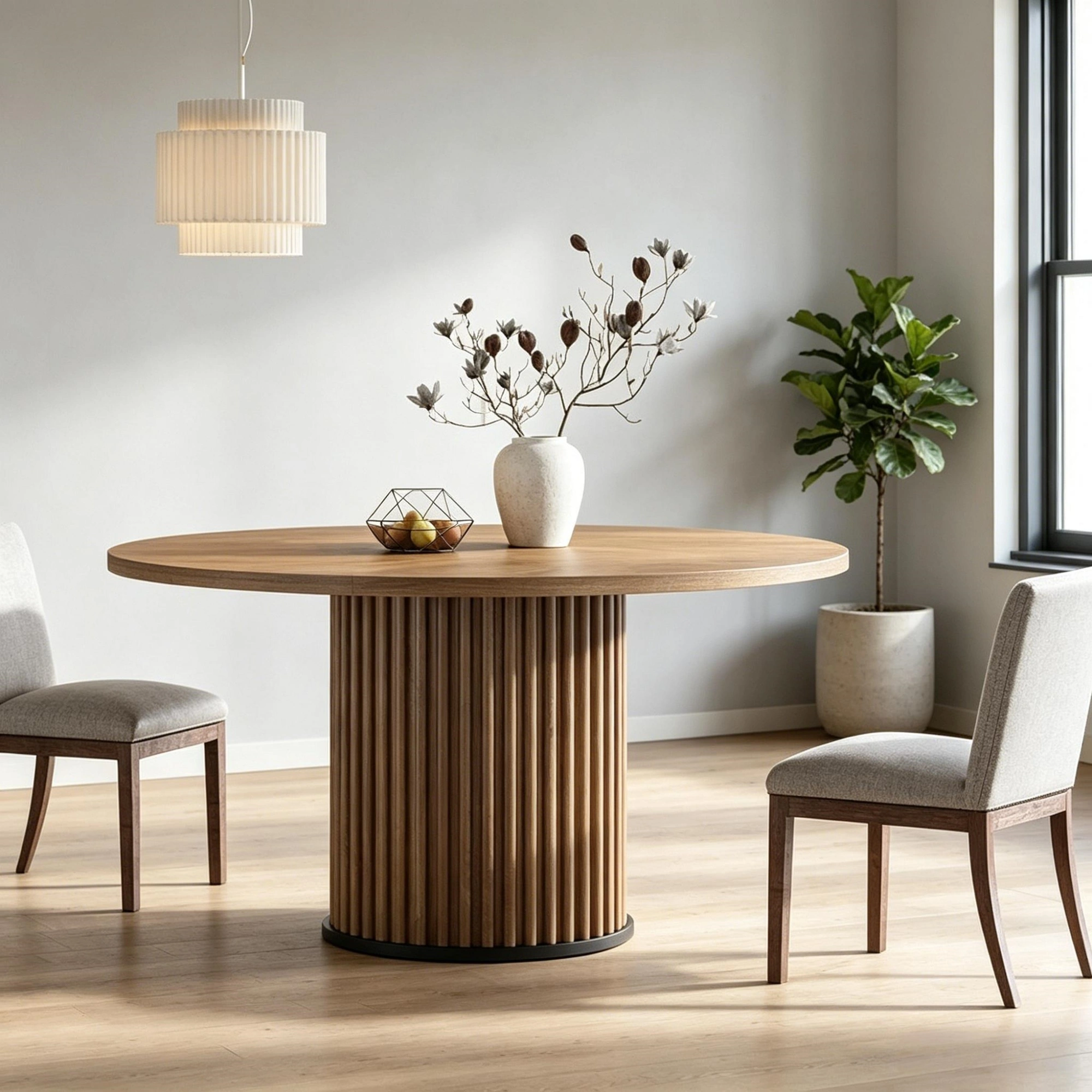 Modern Dining Table for 4-6 People, Rectangular Kitchen Table with Solid Wood Legs, Easy Assembly, Walnut Finish